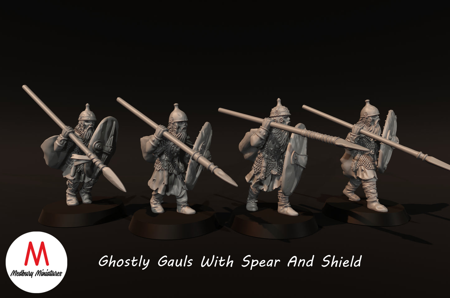 Ghostly Gauls With Spear And Shield - Medbury Miniatures