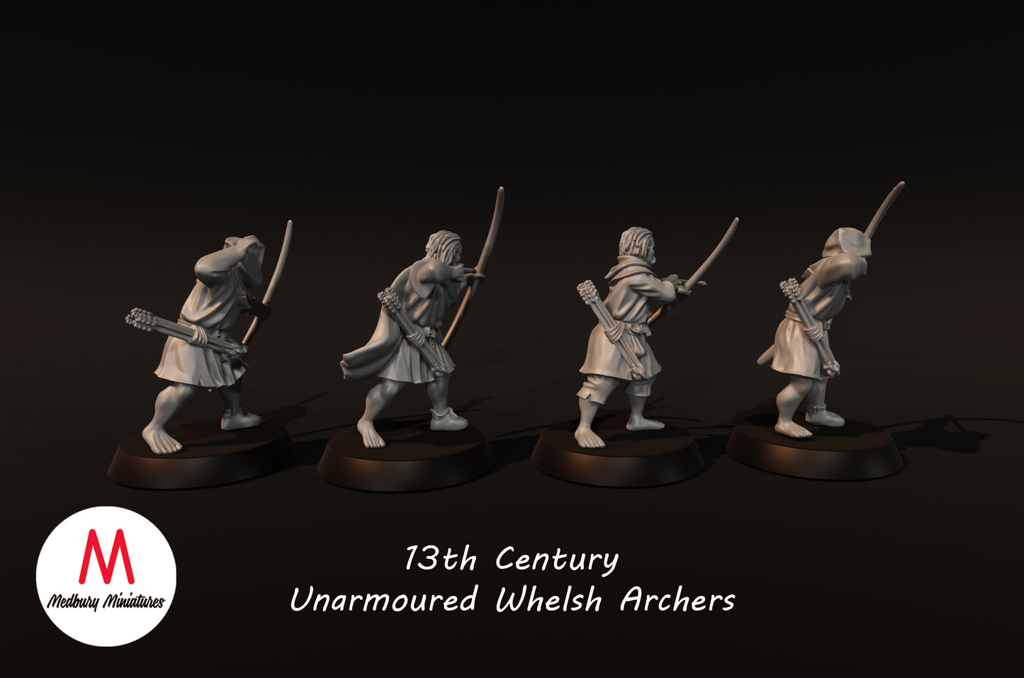 13th Century Unarmoured Welsh Archers - Medbury Miniatures