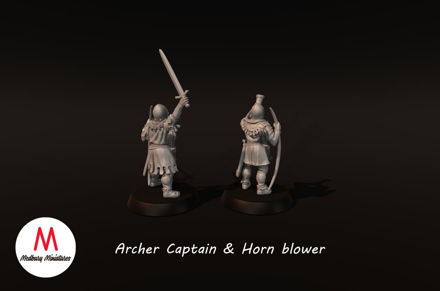 Archer Captain & Horn Blower - Medbury Miniatures