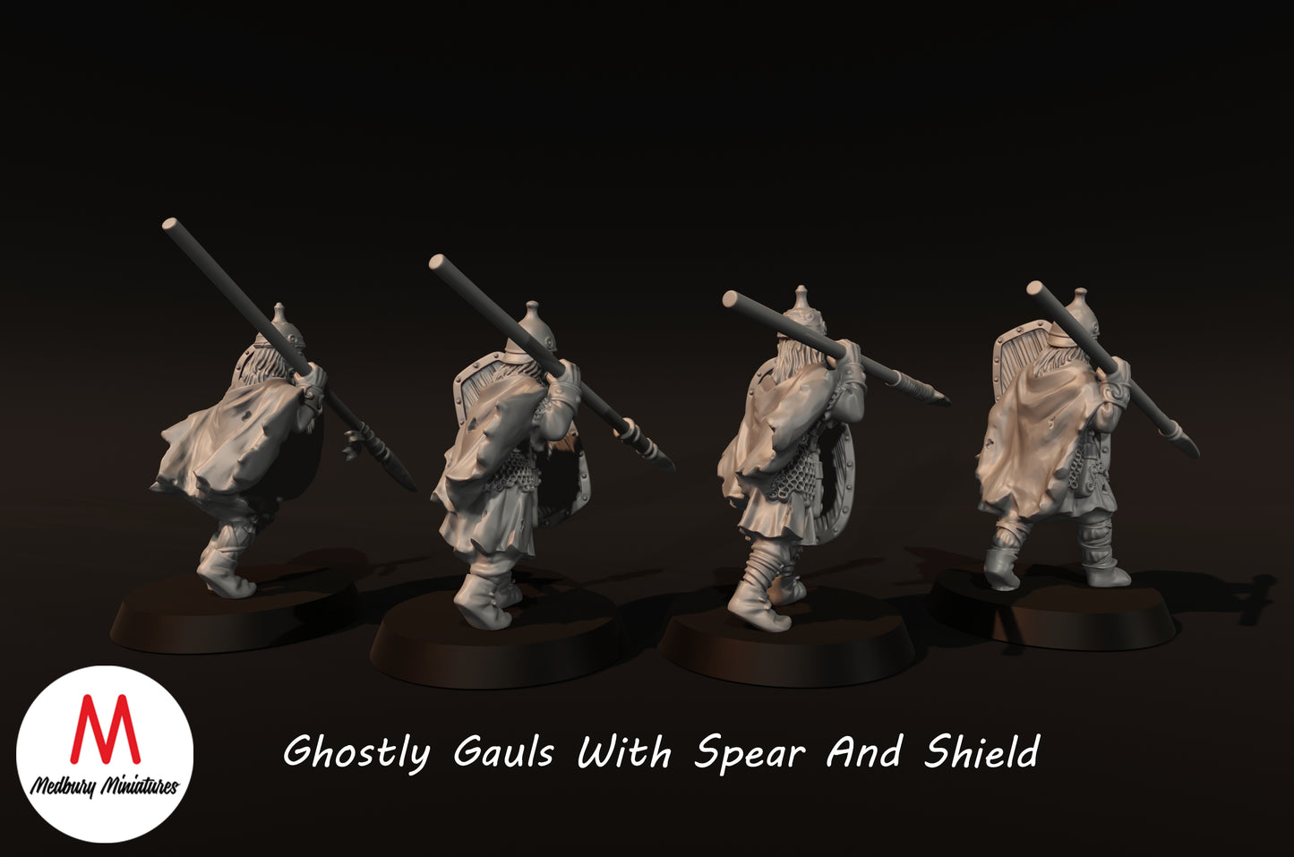 Ghostly Gauls With Spear And Shield - Medbury Miniatures