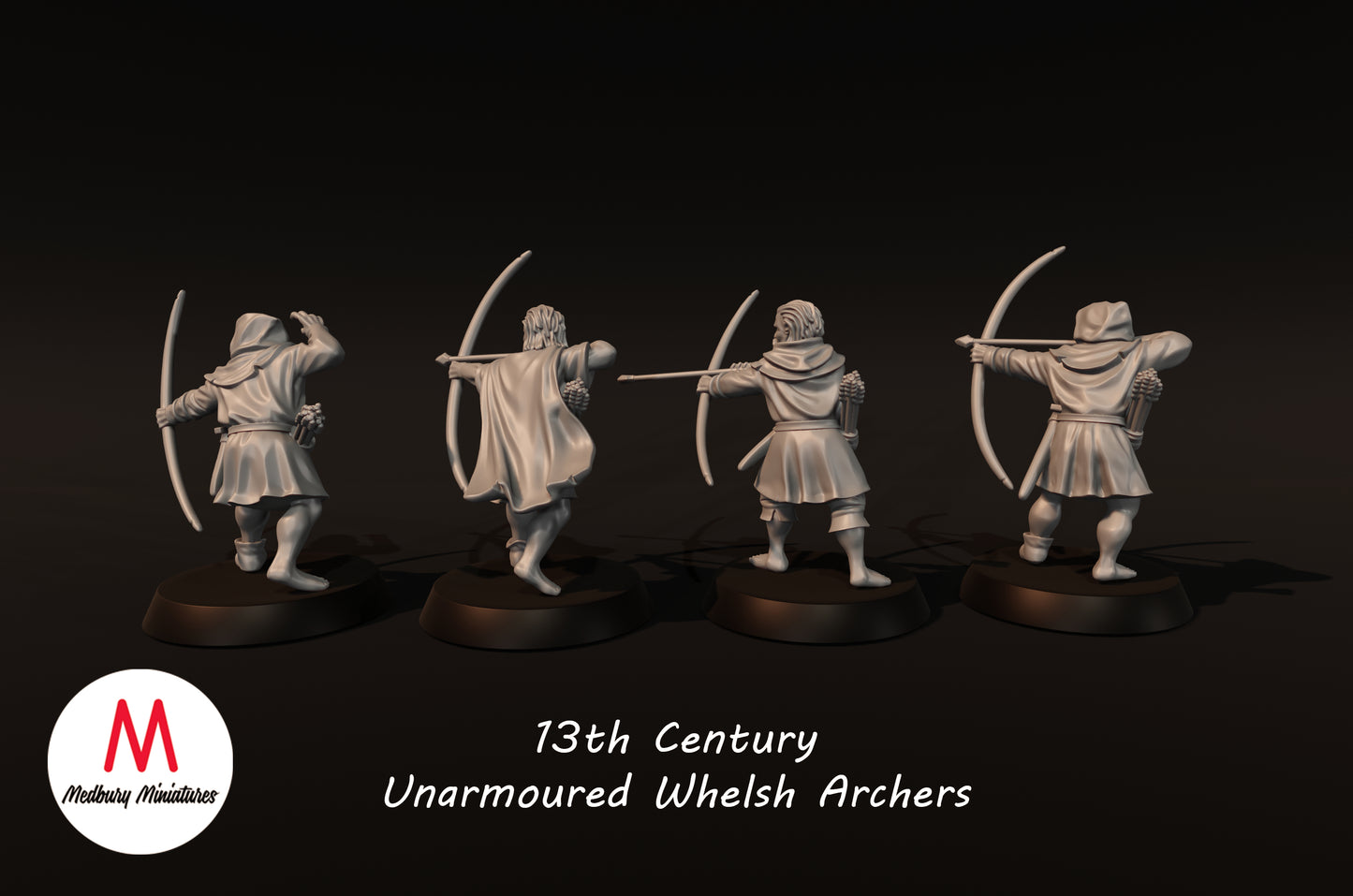 13th Century Unarmoured Welsh Archers - Medbury Miniatures