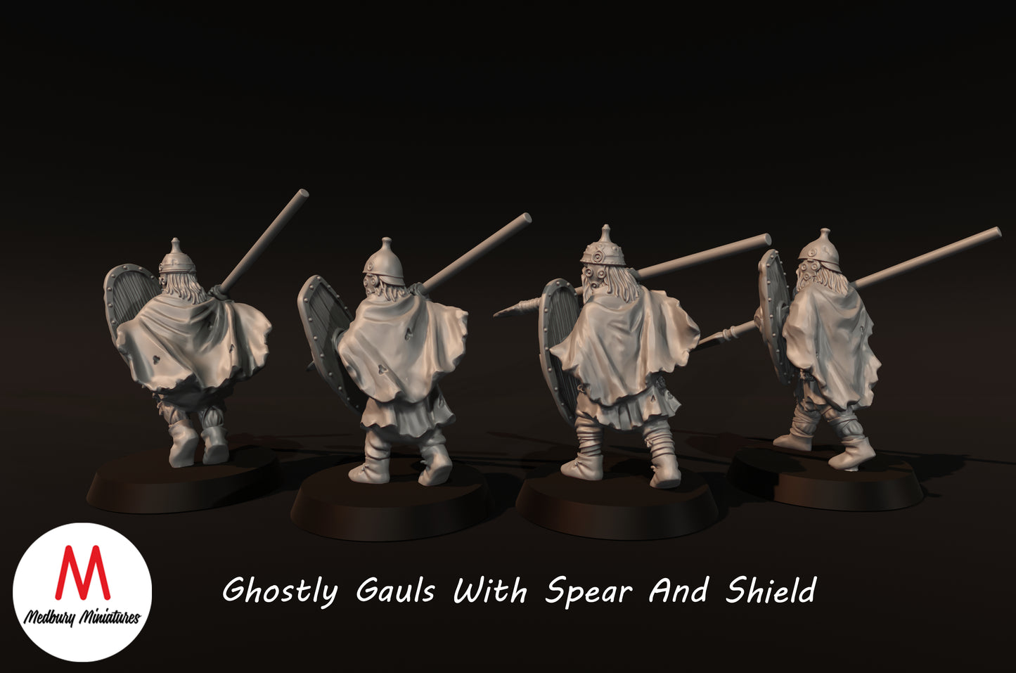 Ghostly Gauls With Spear And Shield - Medbury Miniatures