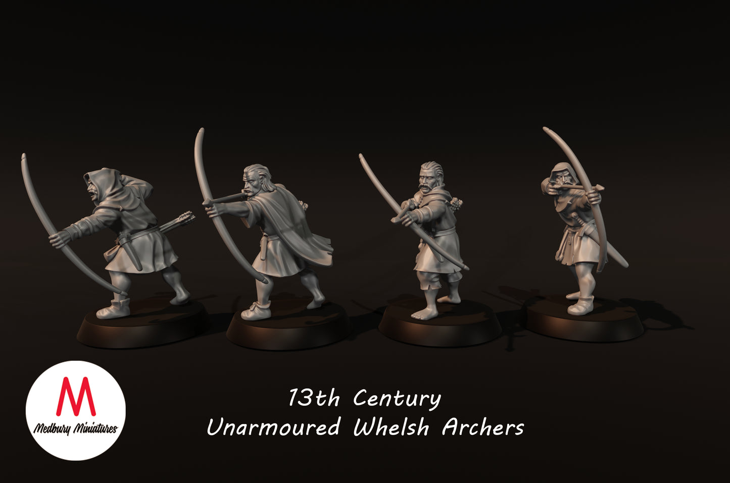 13th Century Unarmoured Welsh Archers - Medbury Miniatures