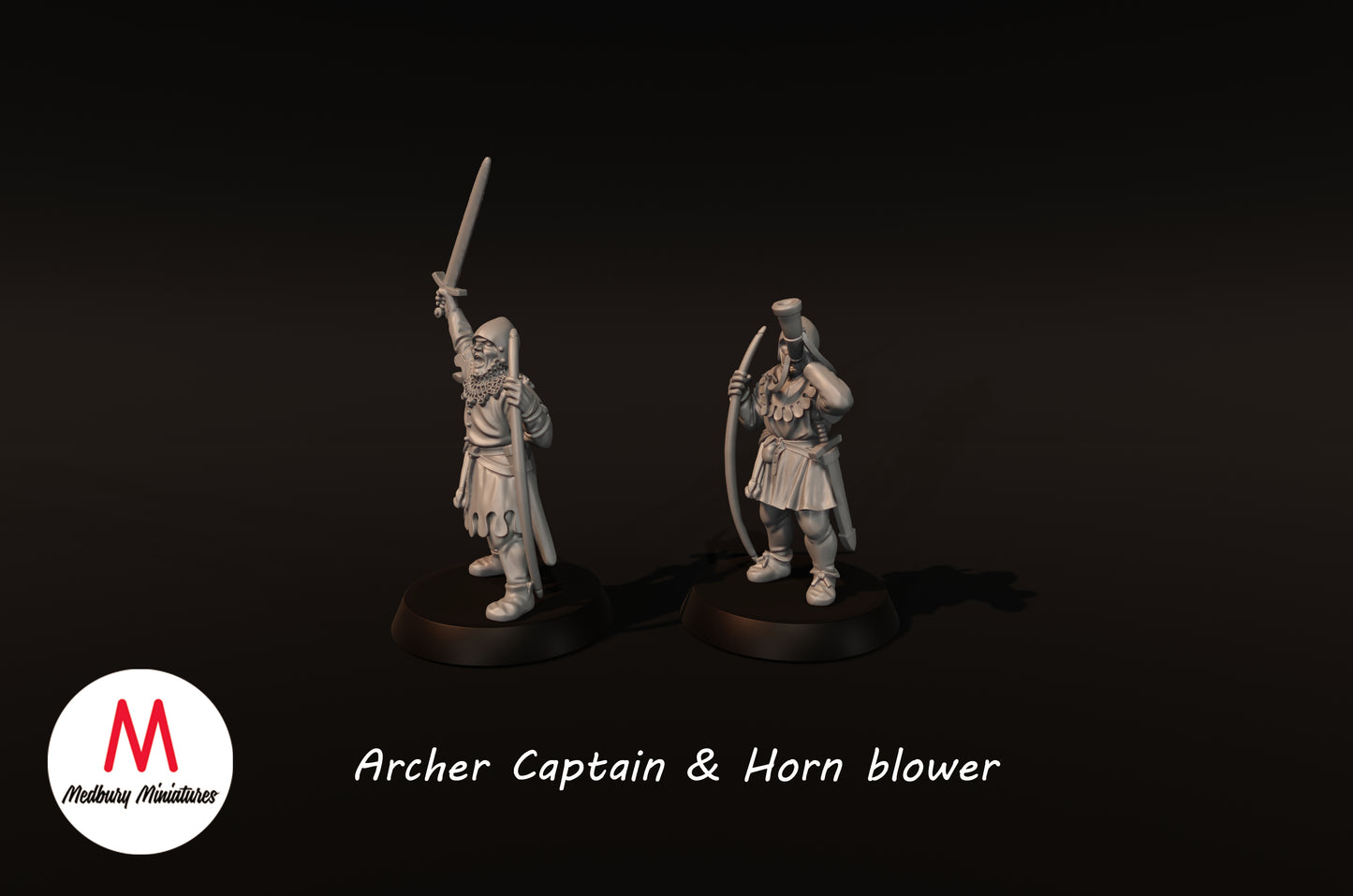 Archer Captain & Horn Blower - Medbury Miniatures