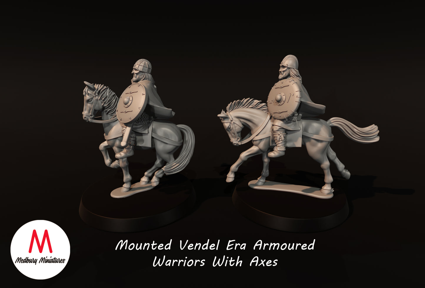 Mounted Vendel Era Armoured Warriors With Axes - Medbury Miniatures