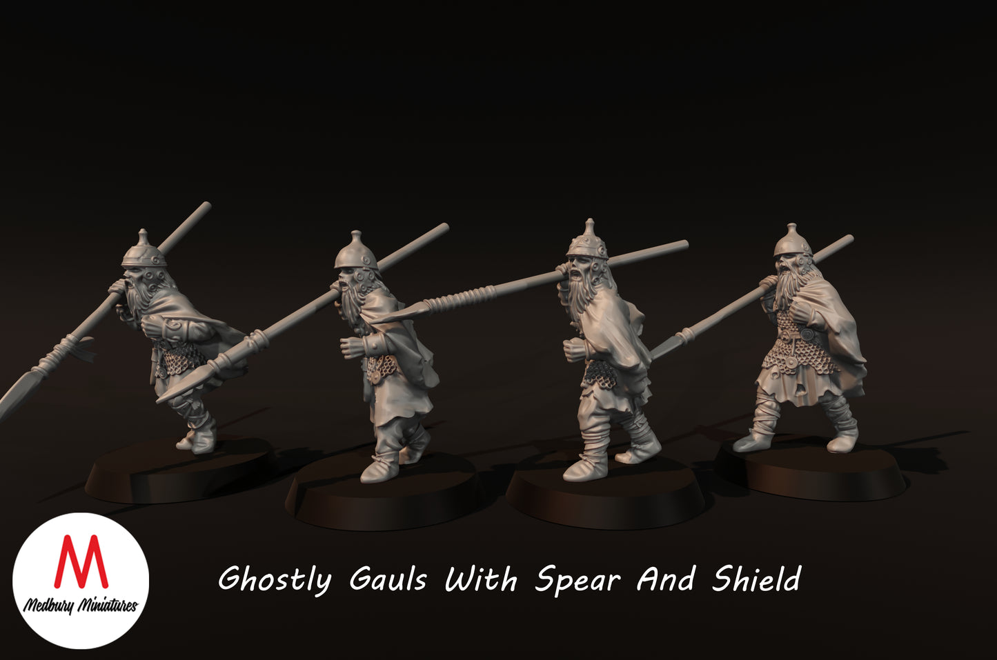 Ghostly Gauls With Spear And Shield - Medbury Miniatures