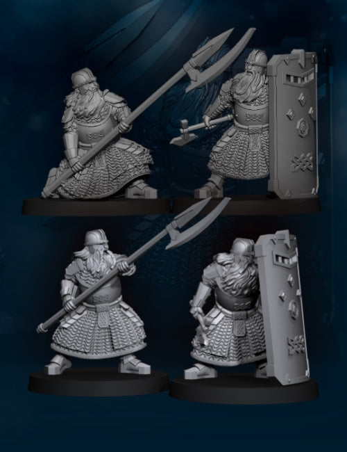 4x Crypt Dwarf Guard Spear and Shield - Davale Games