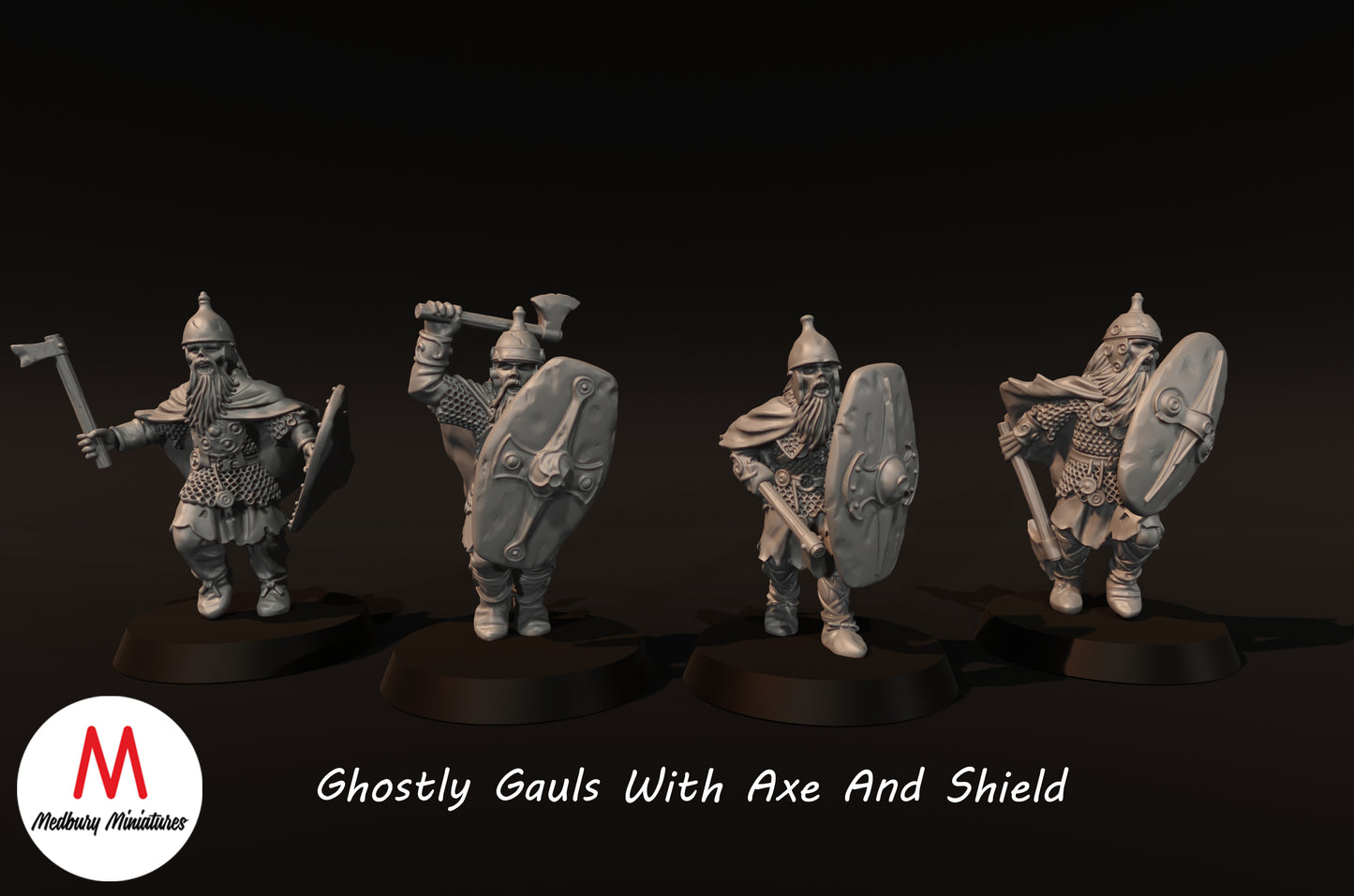 Ghostly Gauls With Axe And Shield - Medbury Miniatures