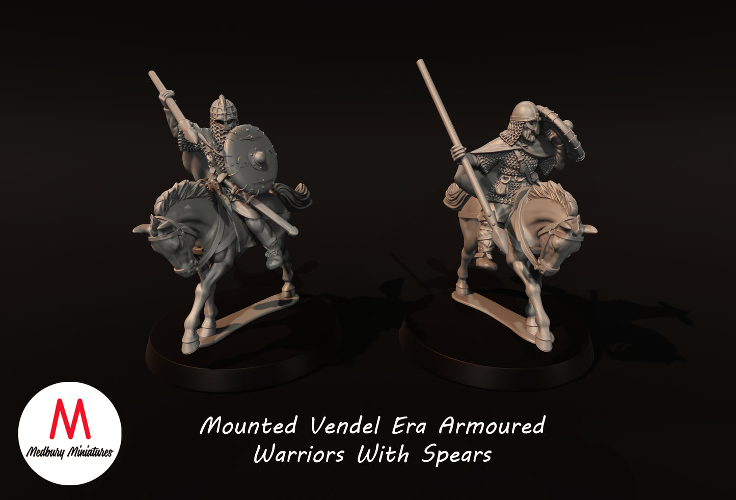 Guerriers en armure montés de l'époque Vendel avec lances 1 - Medbury Miniatures