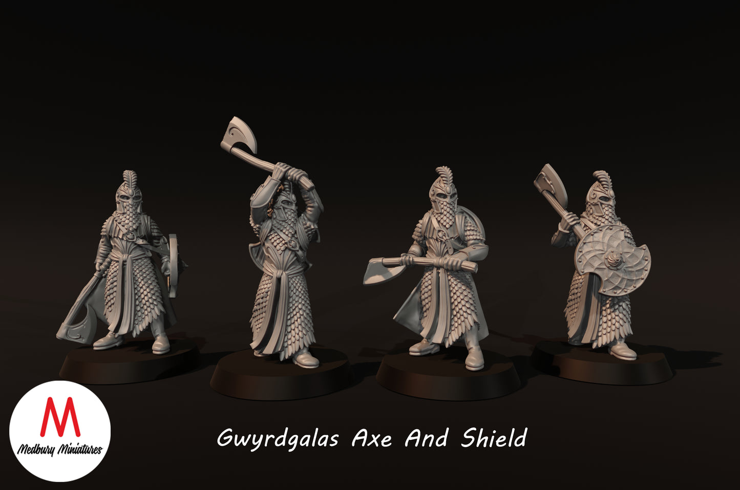 Gwyrdgalas Warriors Axe And Shield - Medbury Miniatures