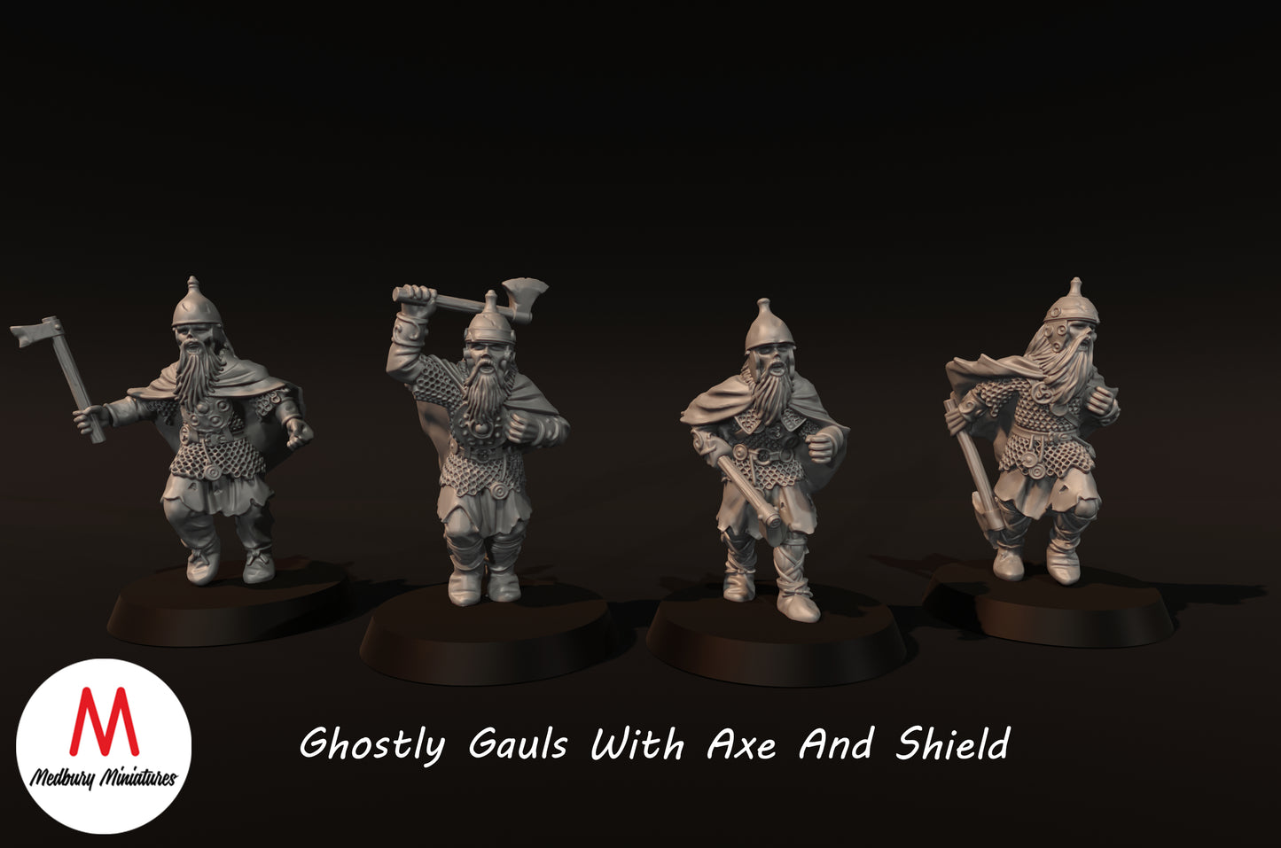 Ghostly Gauls With Axe And Shield - Medbury Miniatures