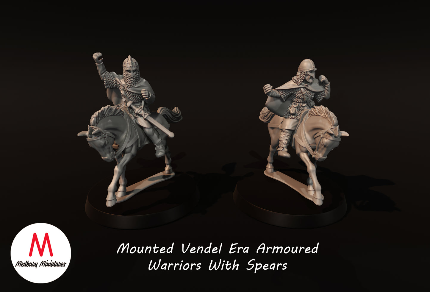 Guerriers en armure montés de l'époque Vendel avec lances 1 - Medbury Miniatures