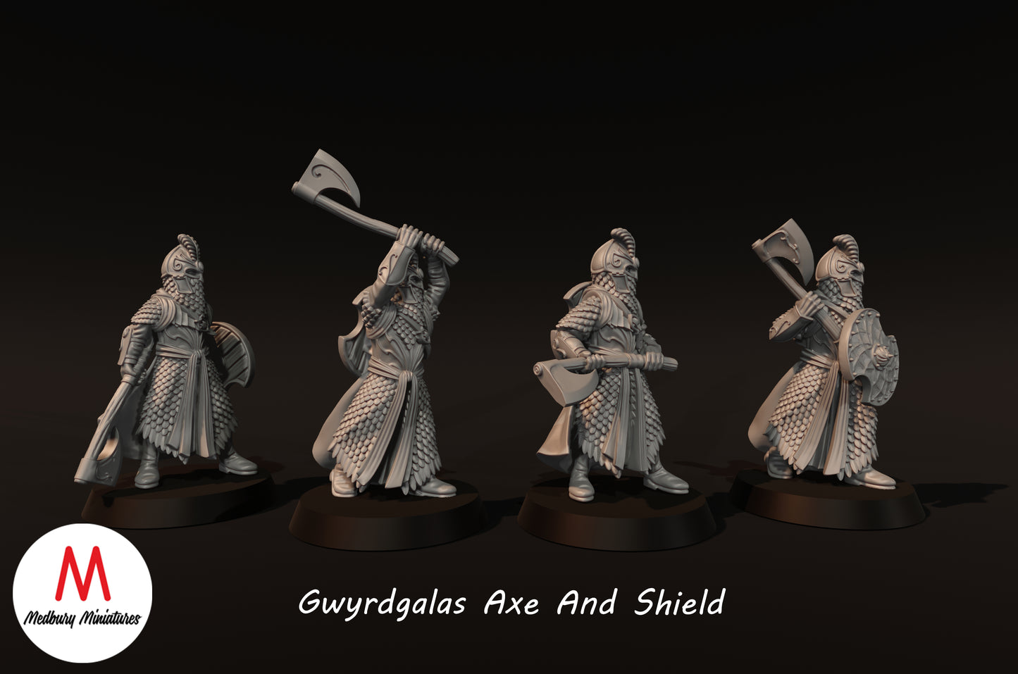 Gwyrdgalas Warriors Axe And Shield - Medbury Miniatures