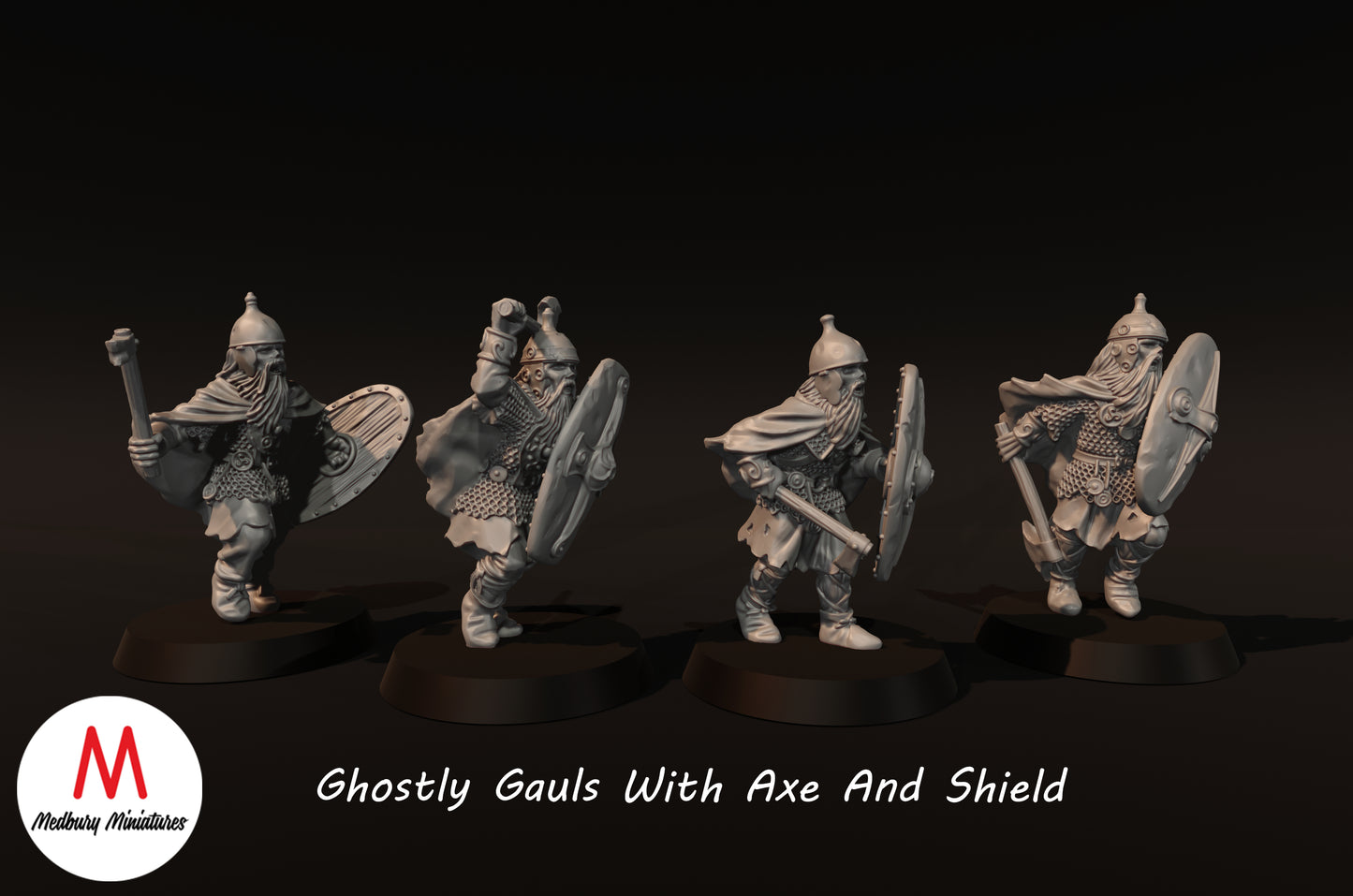 Ghostly Gauls With Axe And Shield - Medbury Miniatures