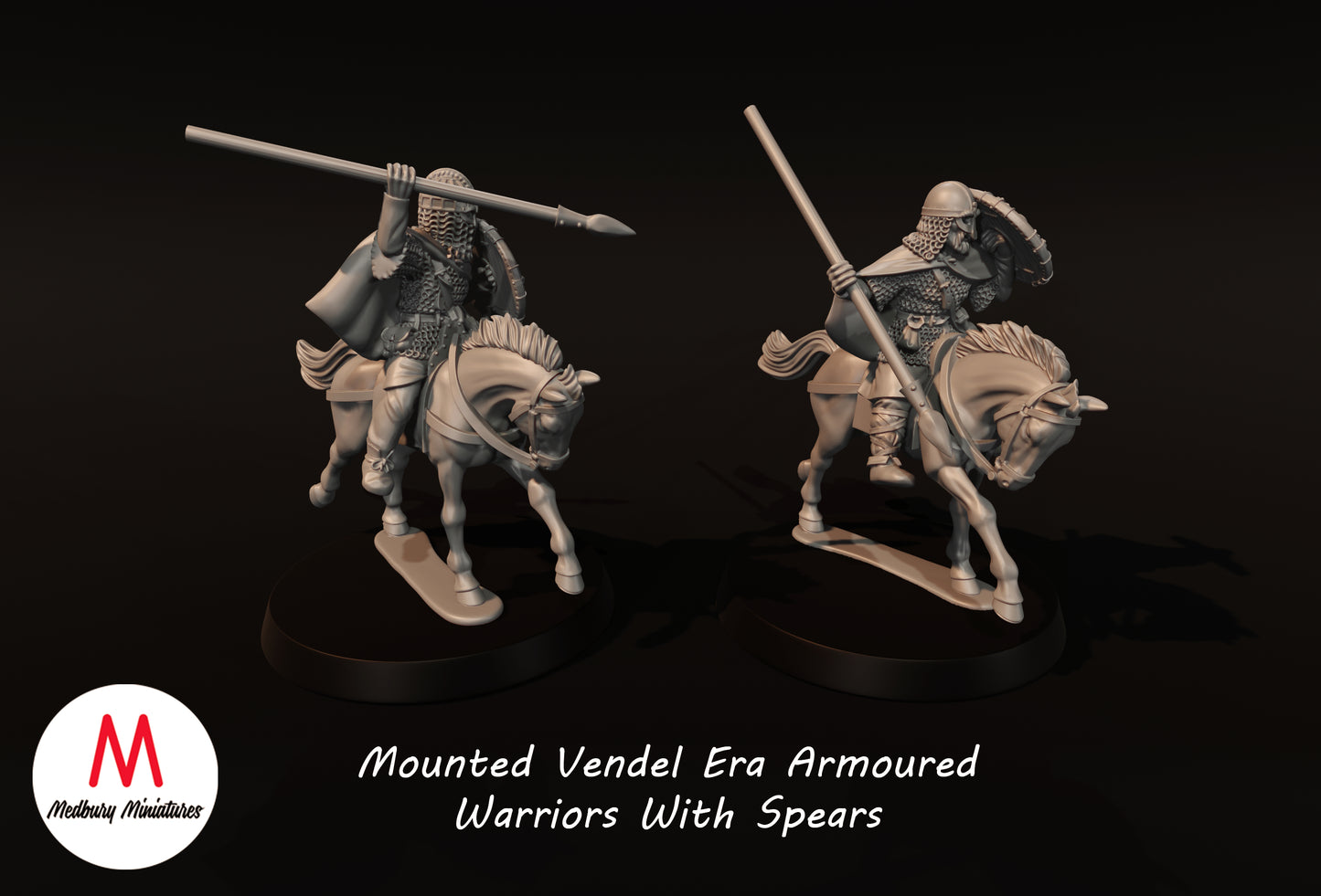 Guerriers en armure montés de l'époque Vendel avec lances 1 - Medbury Miniatures