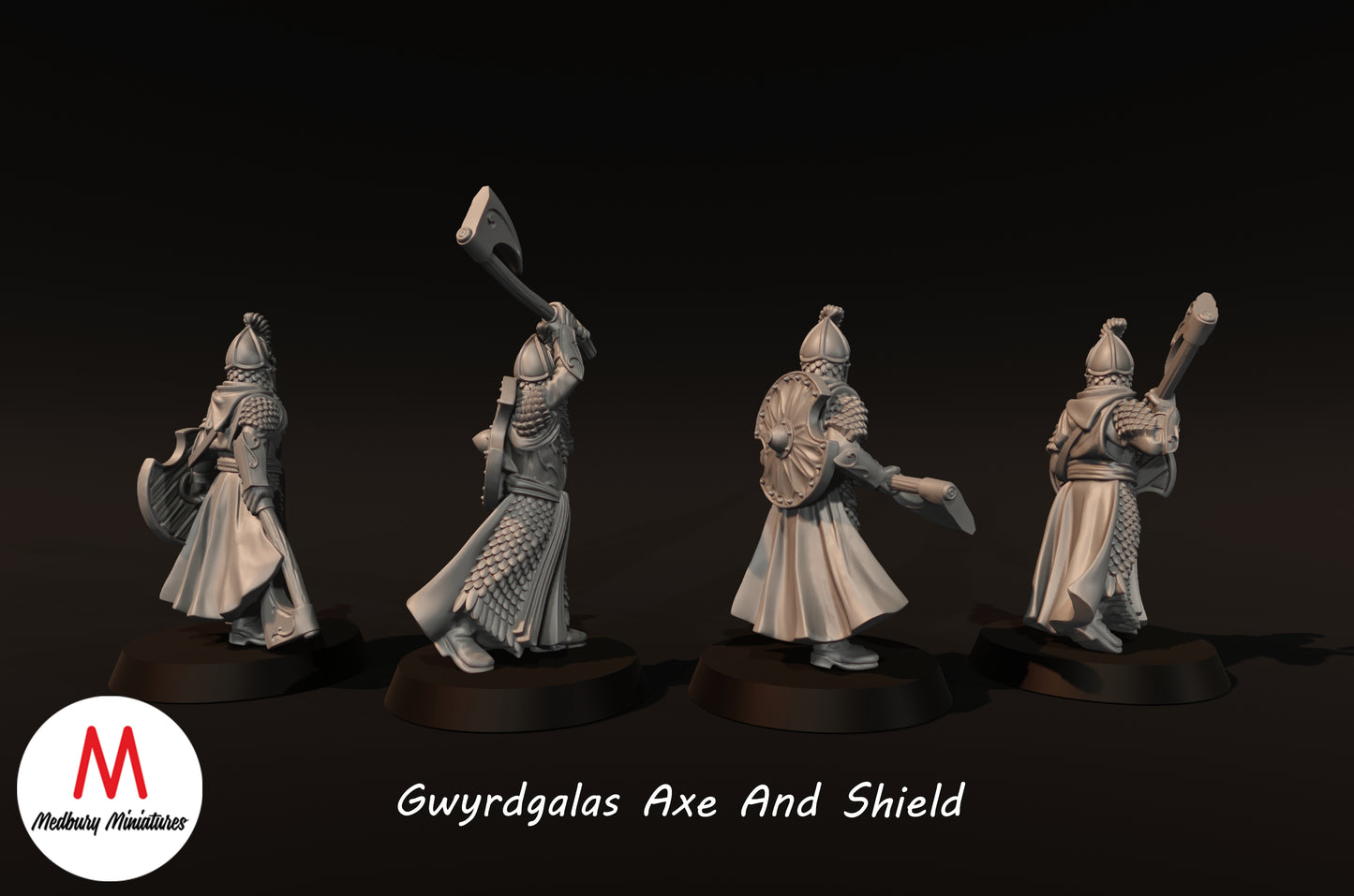 Gwyrdgalas Warriors Axe And Shield - Medbury Miniatures