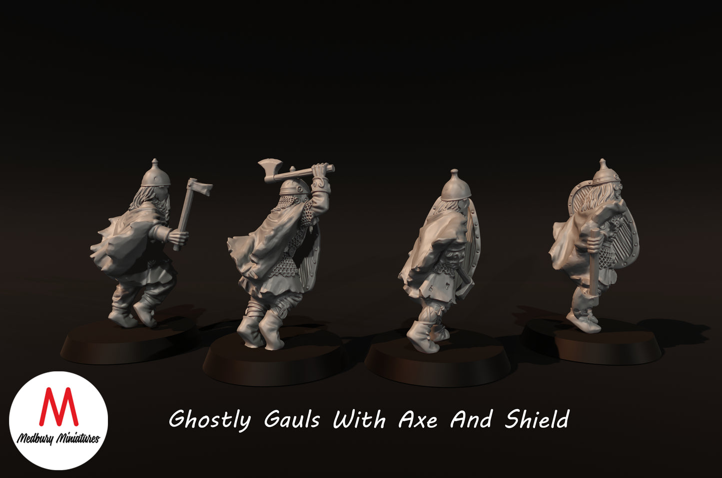 Ghostly Gauls With Axe And Shield - Medbury Miniatures