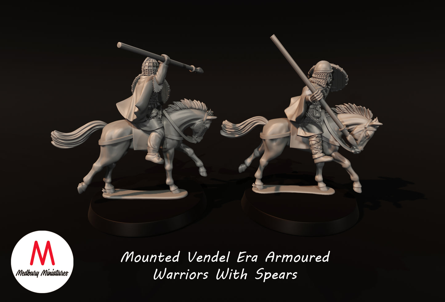 Guerriers en armure montés de l'époque Vendel avec lances 1 - Medbury Miniatures