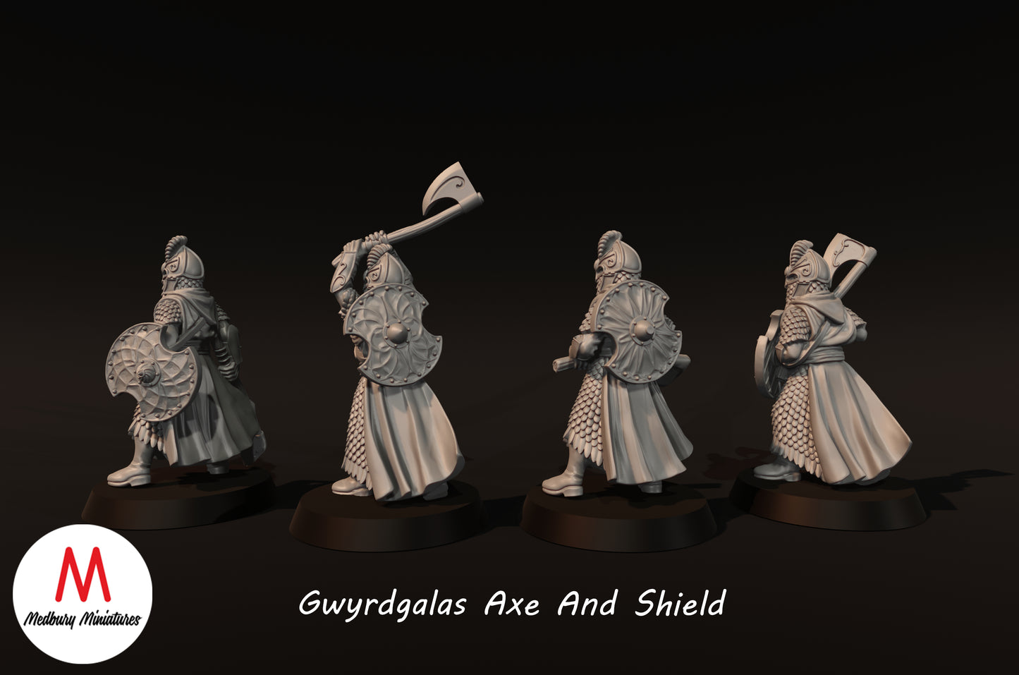 Gwyrdgalas Warriors Axe And Shield - Medbury Miniatures