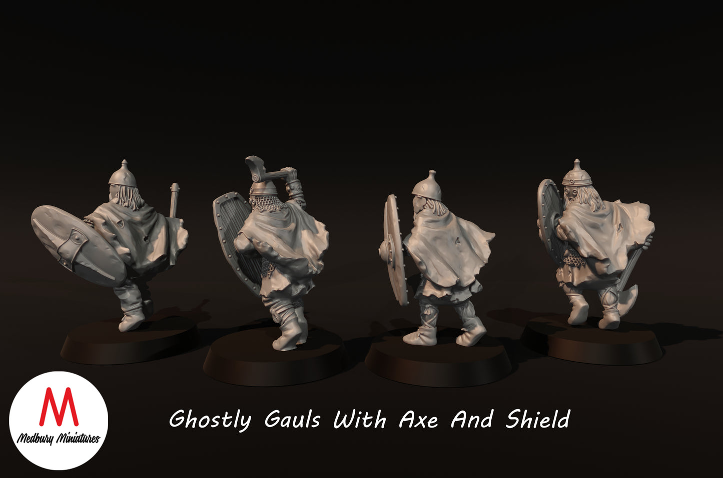 Ghostly Gauls With Axe And Shield - Medbury Miniatures