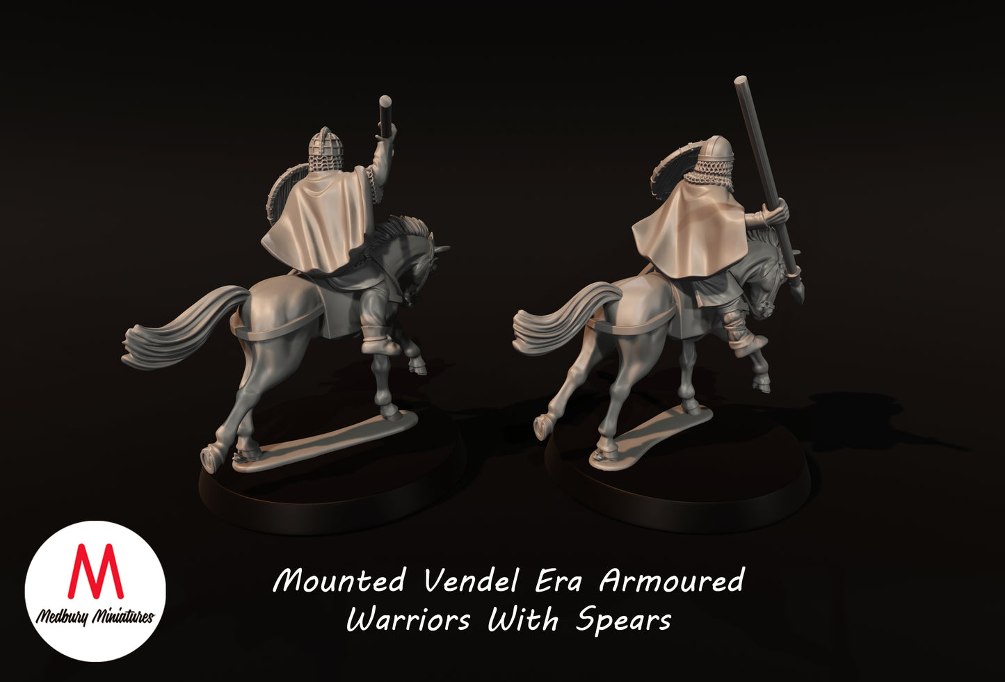 Guerriers en armure montés de l'époque Vendel avec lances 1 - Medbury Miniatures