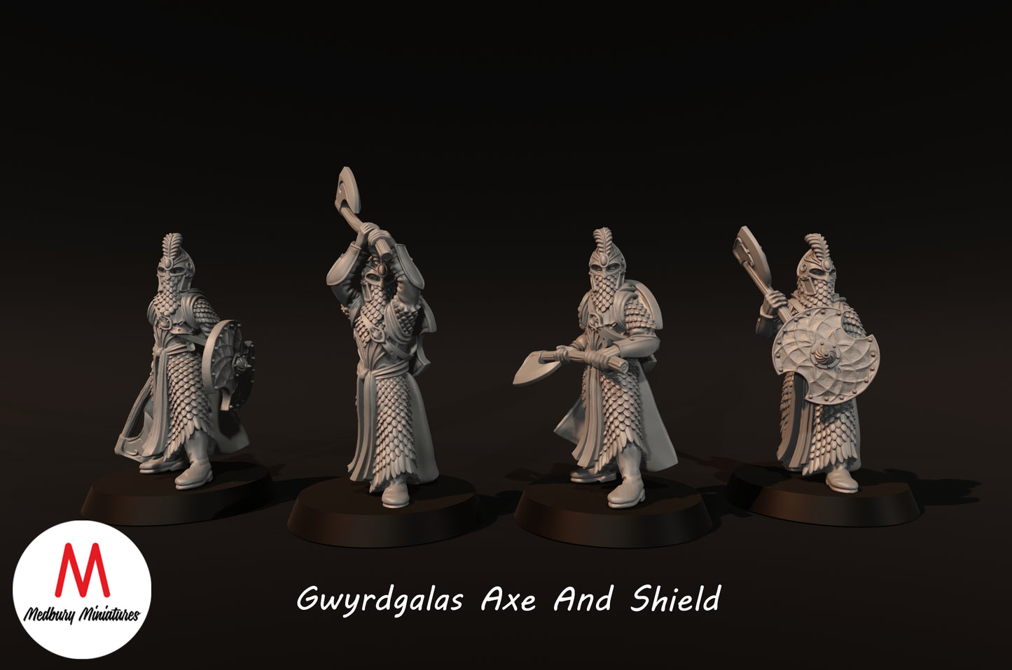 Gwyrdgalas Warriors Axe And Shield - Medbury Miniatures