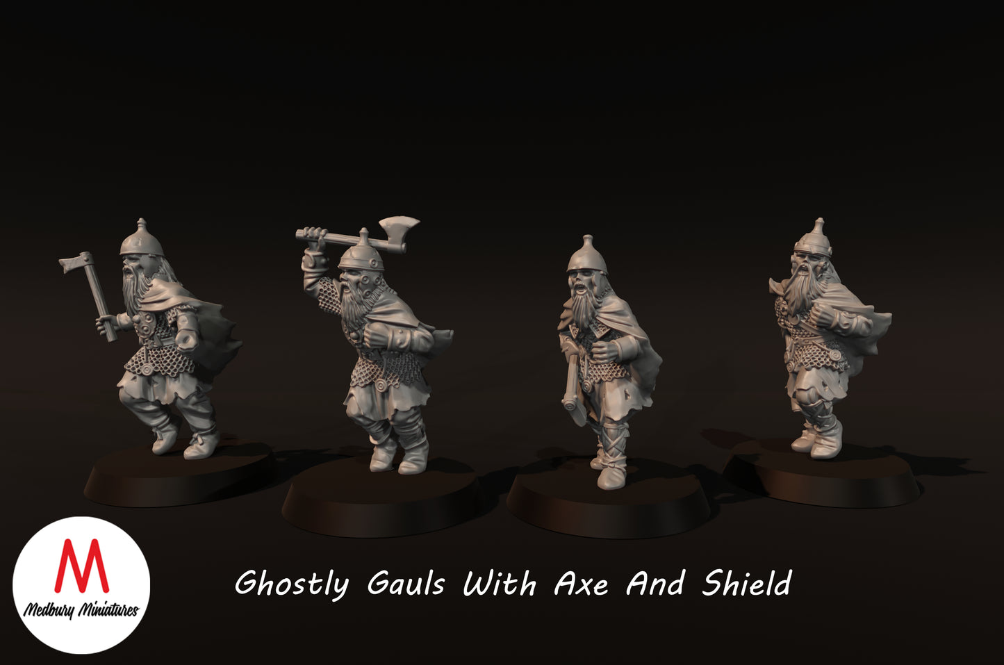 Ghostly Gauls With Axe And Shield - Medbury Miniatures