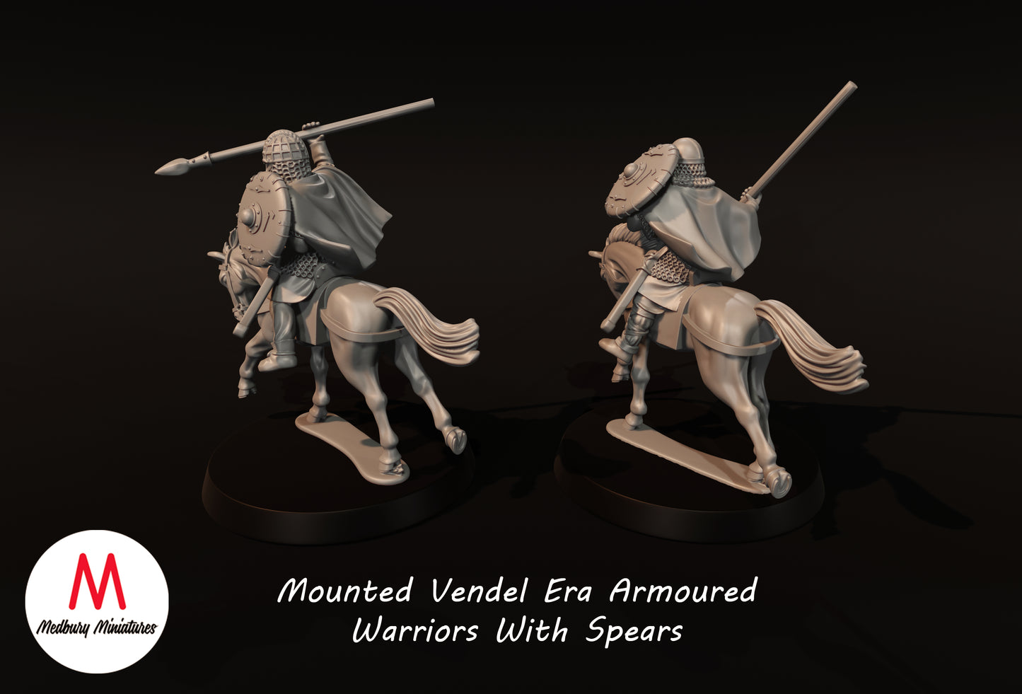 Guerriers en armure montés de l'époque Vendel avec lances 1 - Medbury Miniatures