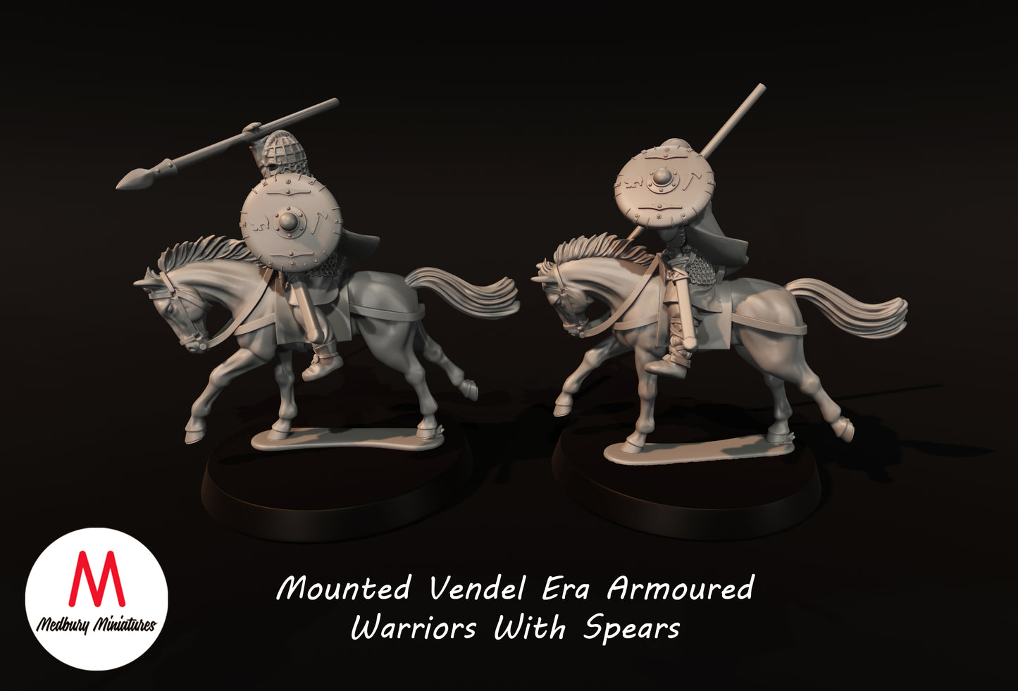 Guerriers en armure montés de l'époque Vendel avec lances 1 - Medbury Miniatures