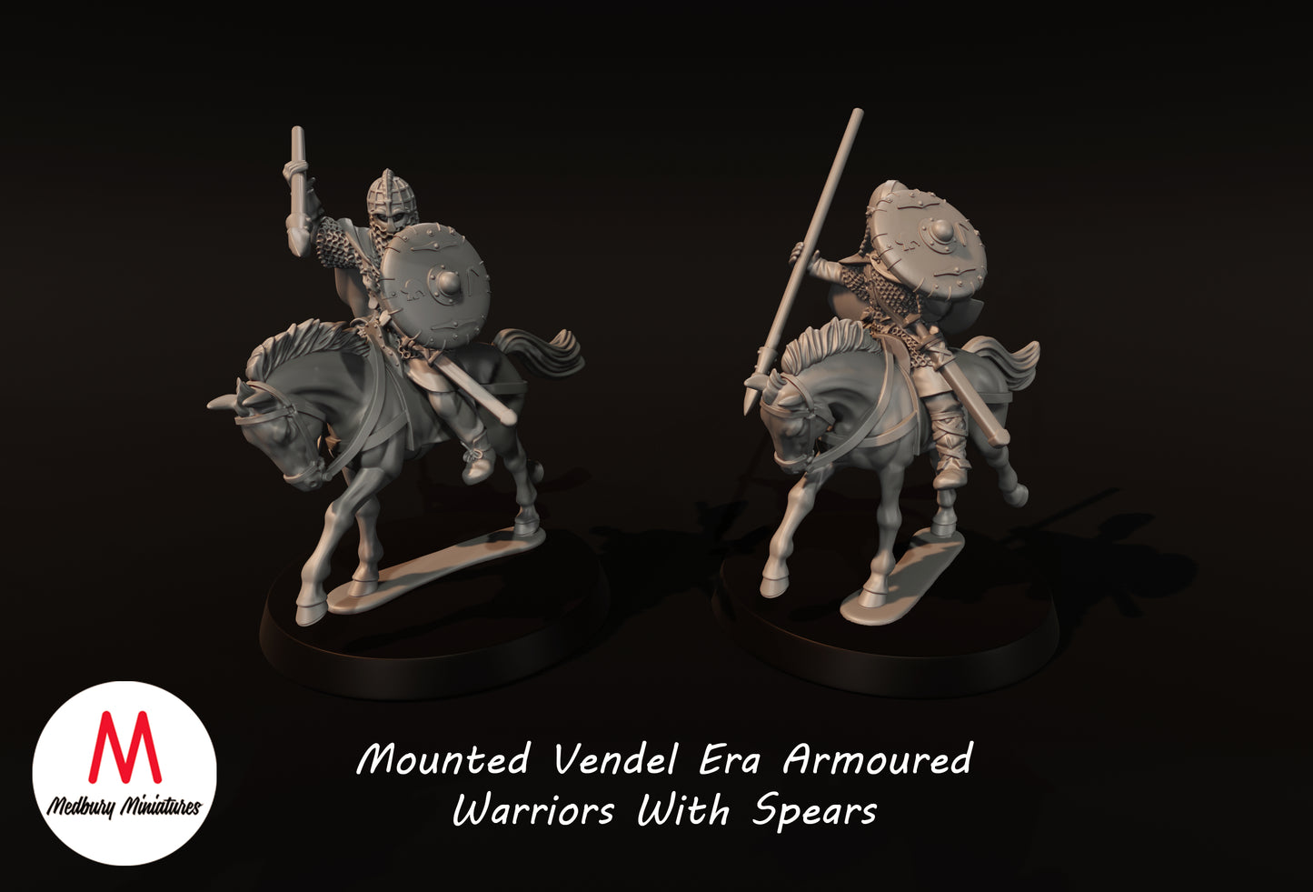 Guerriers en armure montés de l'époque Vendel avec lances 1 - Medbury Miniatures