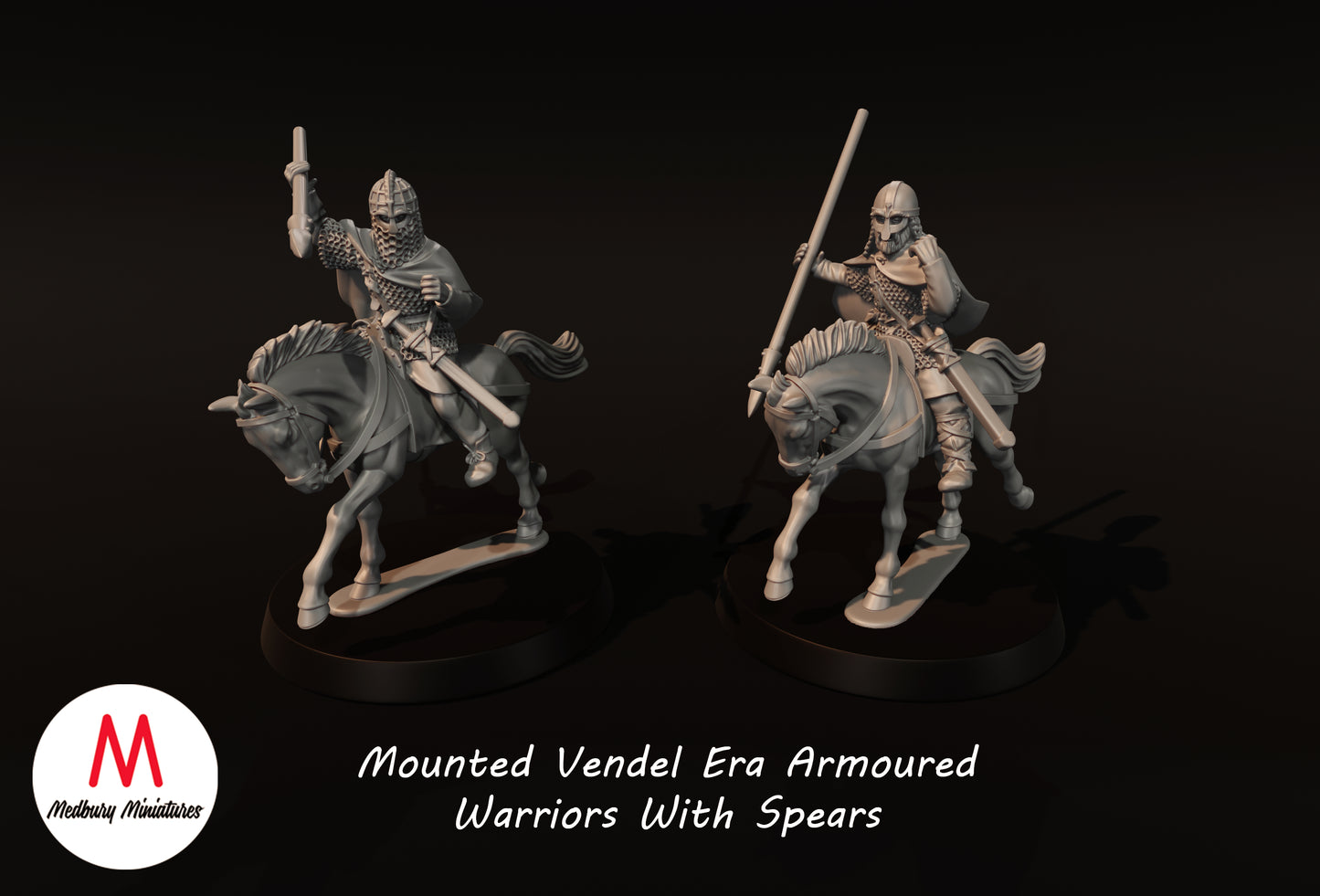 Guerriers en armure montés de l'époque Vendel avec lances 1 - Medbury Miniatures