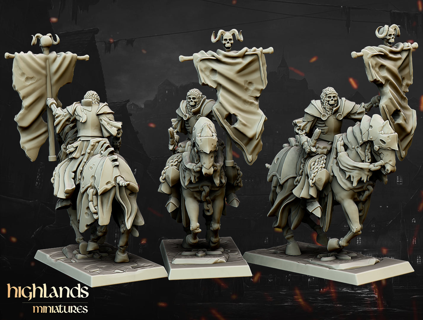 Groupe de commandement des chevaliers noirs morts-vivants - Highlands Miniatures