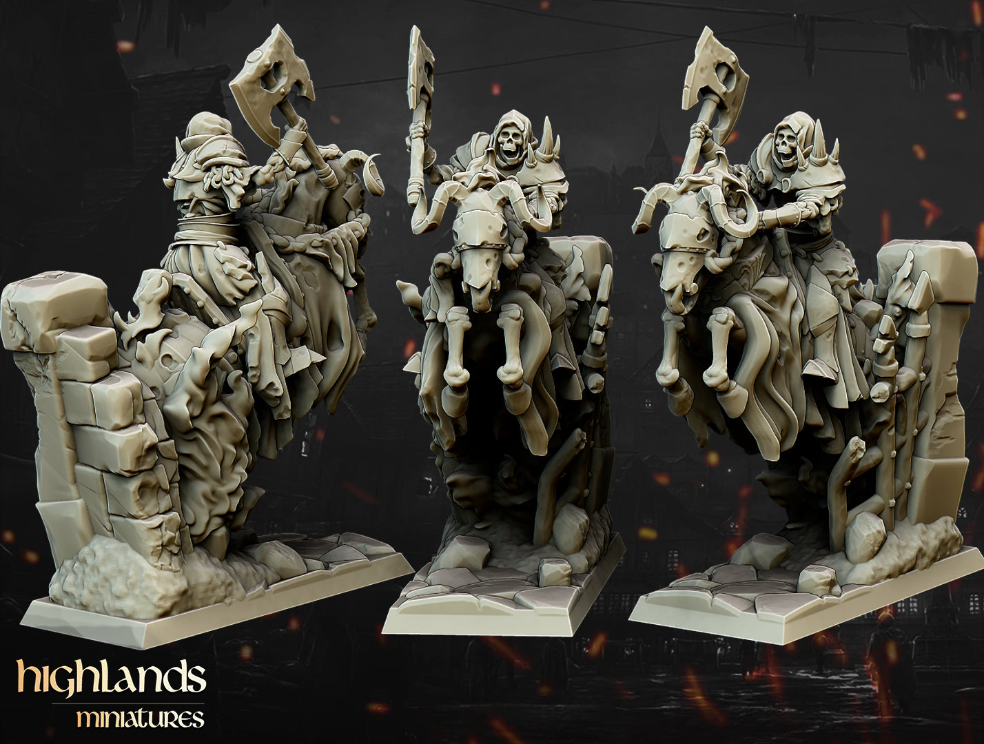 Undead Dark Knight Command Group - Highlands Miniatures