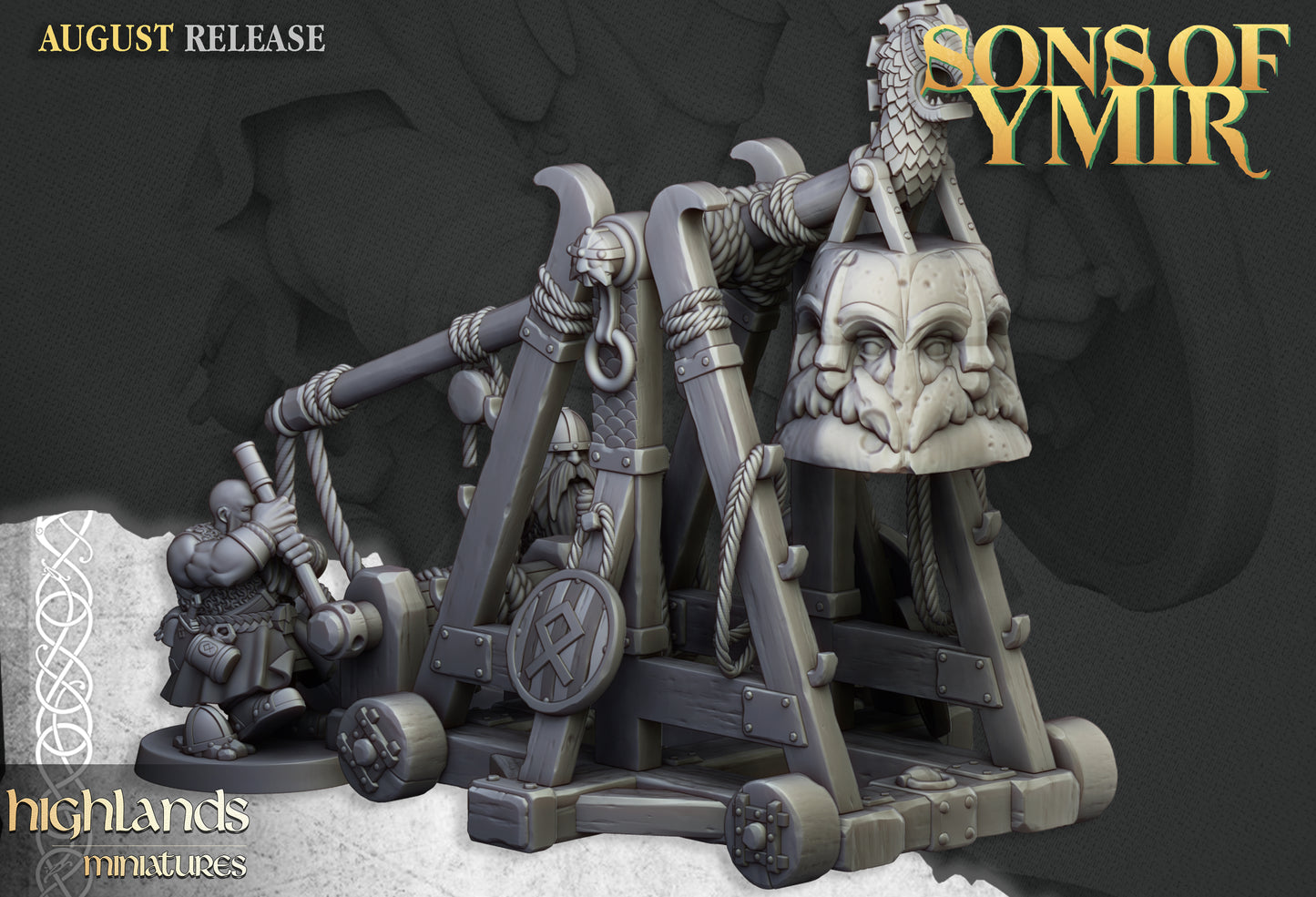 2x Dwarf Old Siege Engines (Catapult and Ballista) - Highlands Miniatures