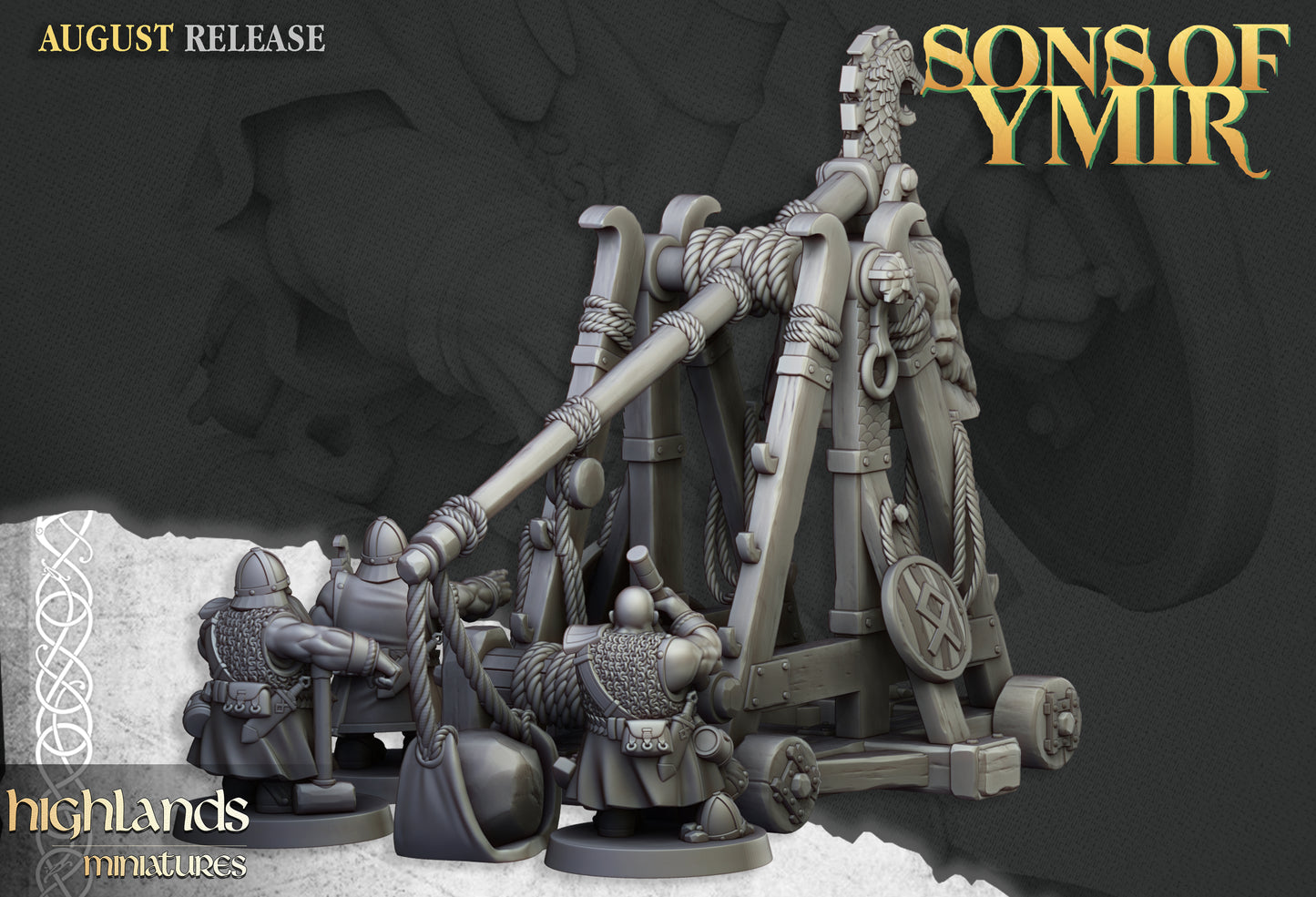 2x Dwarf Old Siege Engines (Catapult and Ballista) - Highlands Miniatures