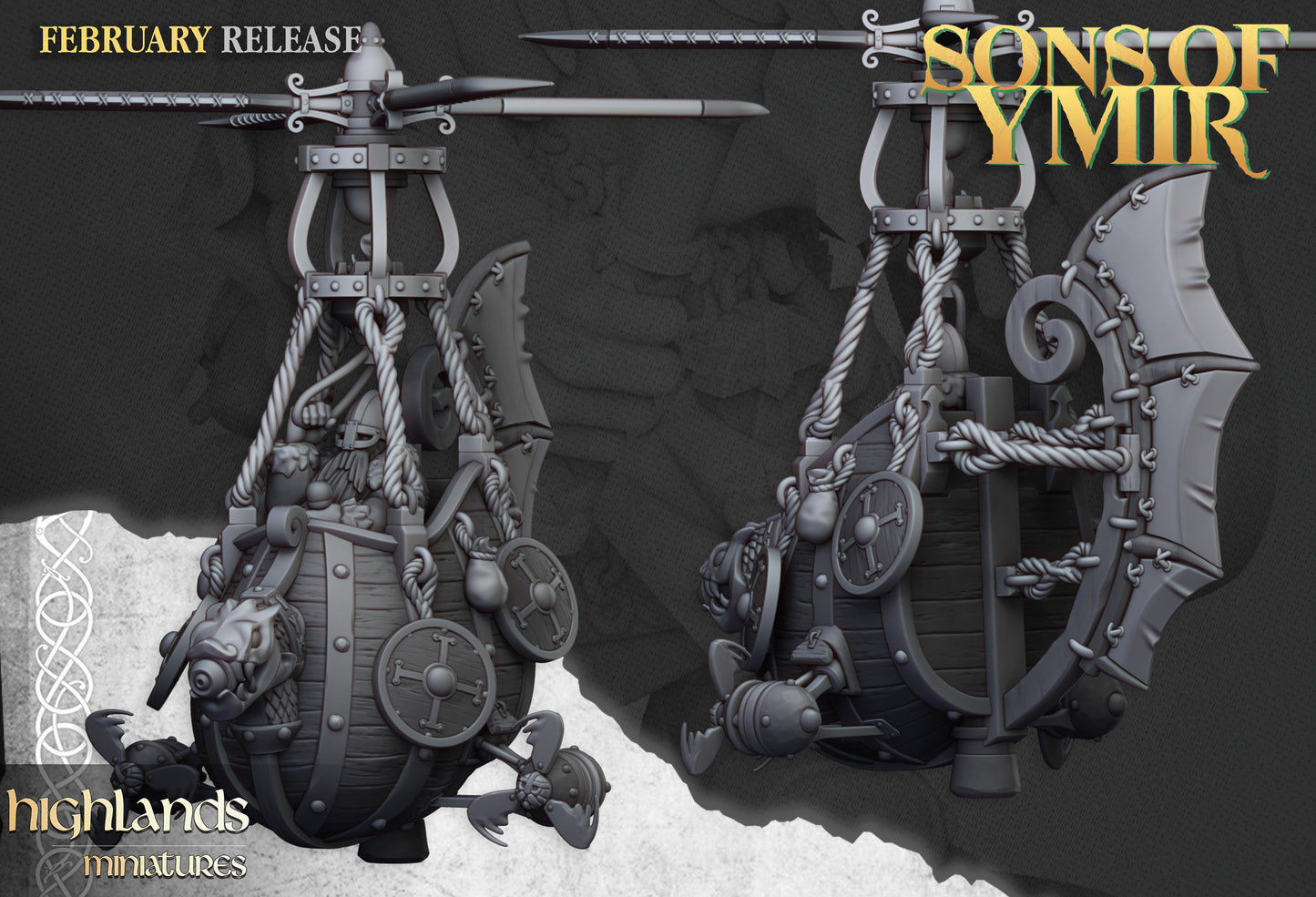 2x Dwarf Flying Machine - Highlands Miniatures