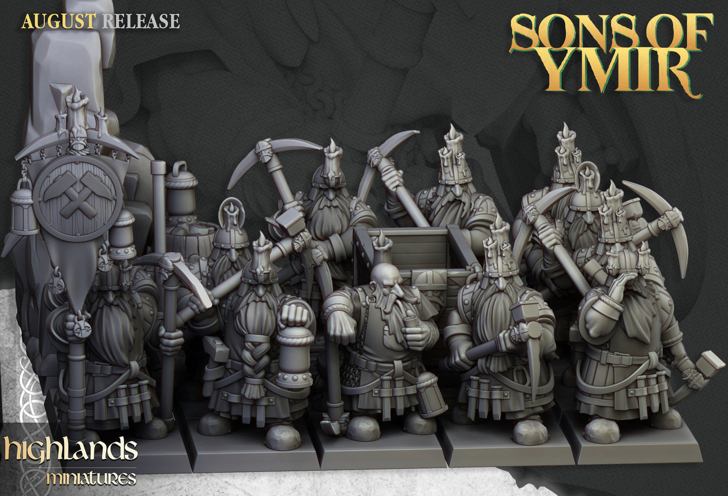 Dwarfs Miners Unit - Highlands Miniatures