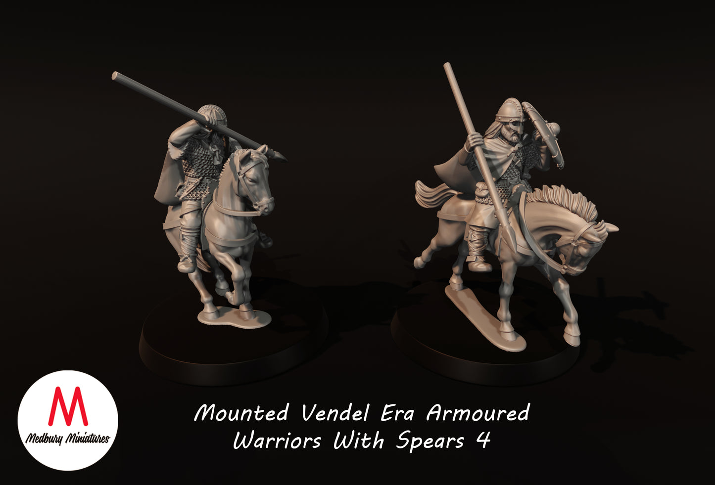 Guerriers en armure montés avec lances de l'époque Vendel 4 - Medbury Miniatures