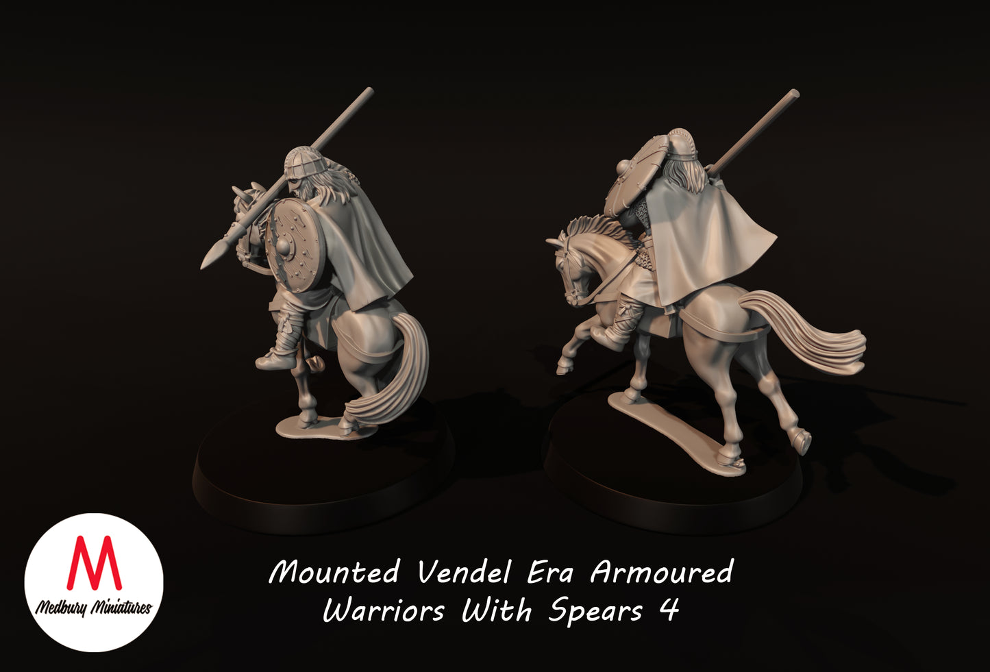 Guerriers en armure montés avec lances de l'époque Vendel 4 - Medbury Miniatures