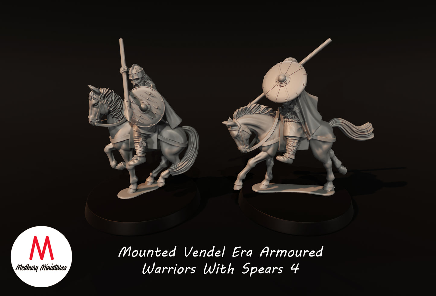 Berittene gepanzerte Krieger aus der Vendel-Ära mit Speeren 4 - Medbury Miniatures