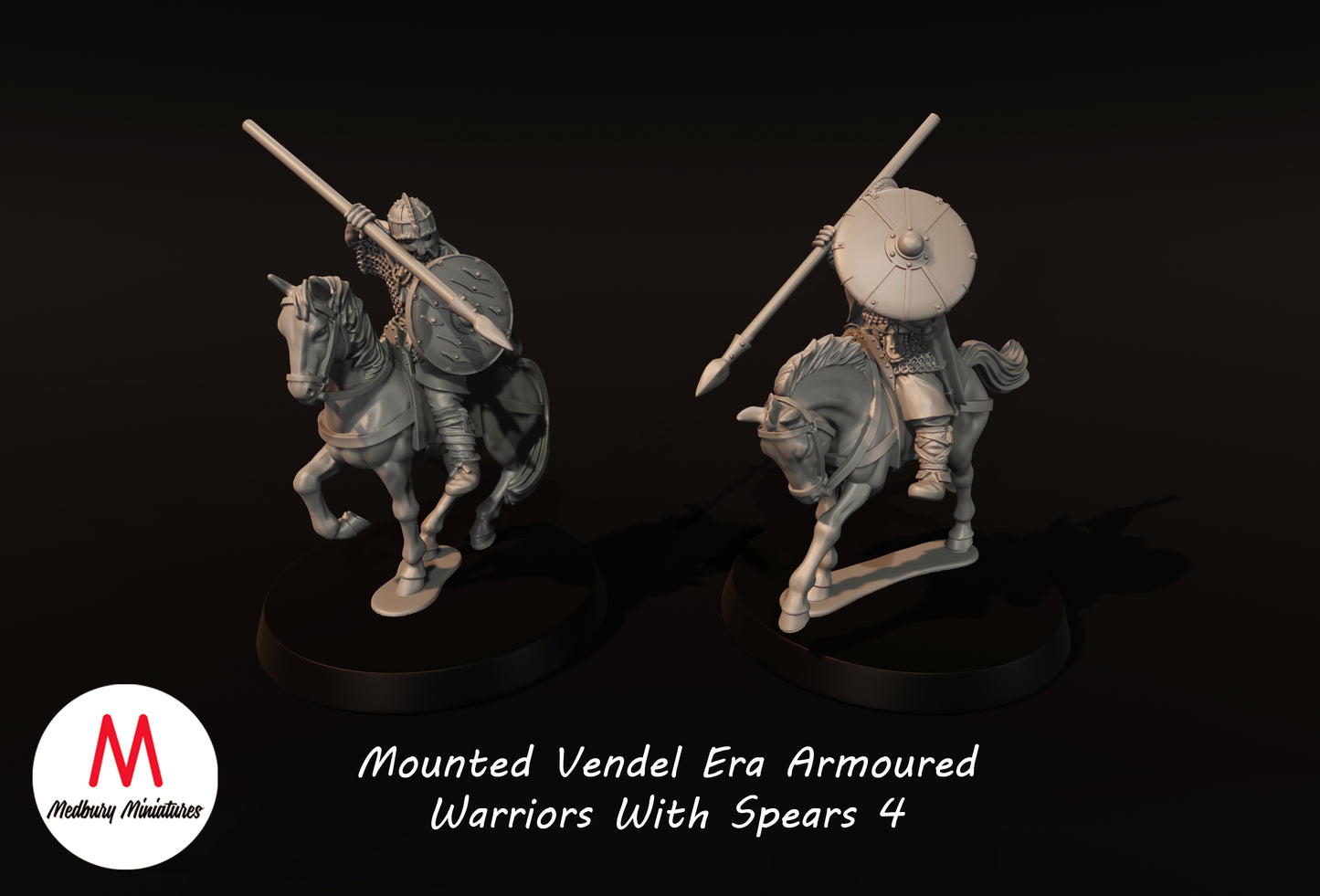 Guerriers en armure montés avec lances de l'époque Vendel 4 - Medbury Miniatures