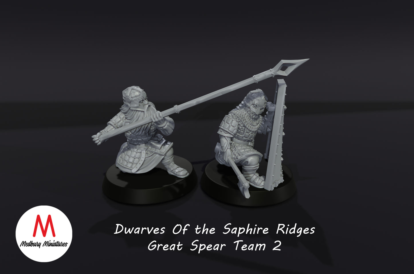 Dwarves of the Sapphire Ridges Great Shield Team 2 - Medbury Miniatures