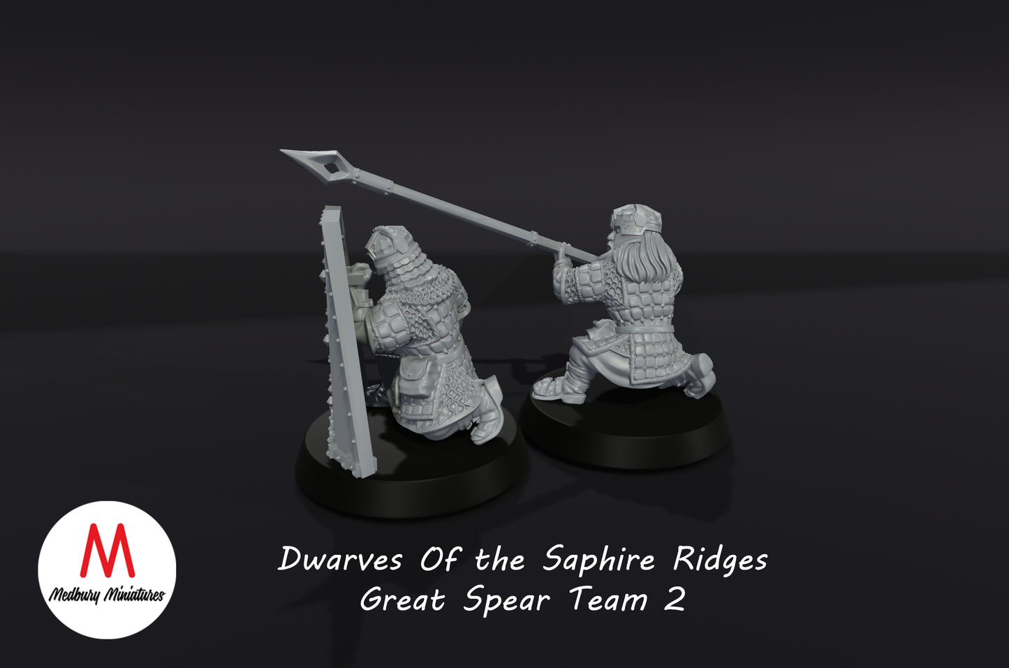 Dwarves of the Sapphire Ridges Great Shield Team 2 - Medbury Miniatures