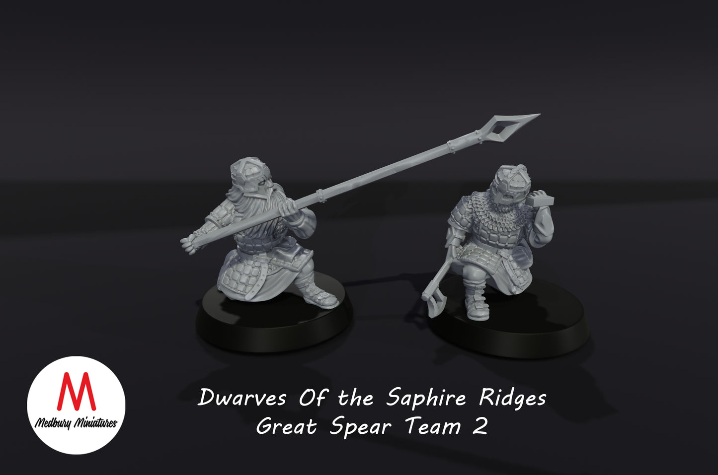 Dwarves of the Sapphire Ridges Great Shield Team 2 - Medbury Miniatures