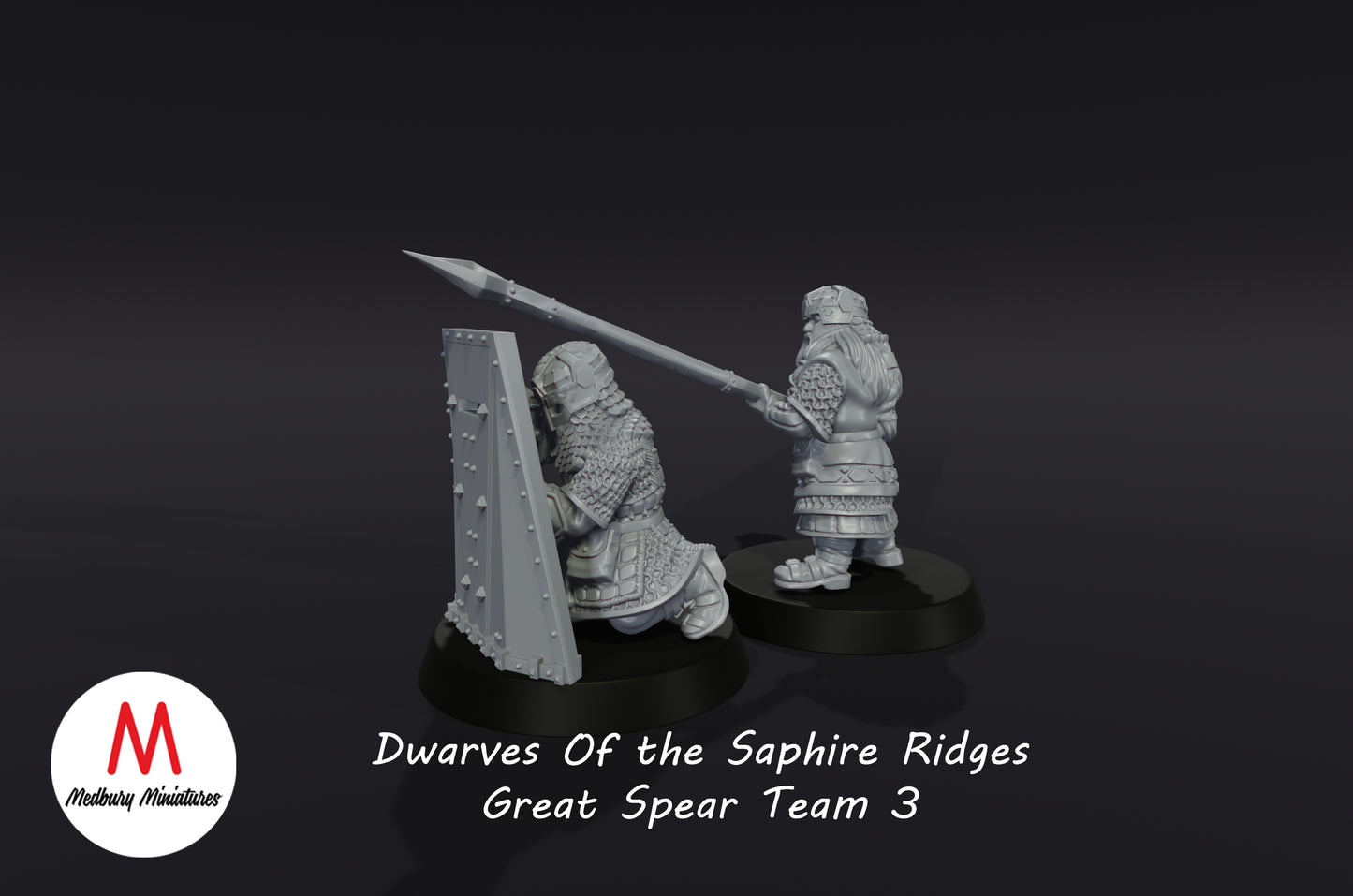 Dwarves of the Sapphire Ridges Great Shield Team 3 - Medbury Miniatures