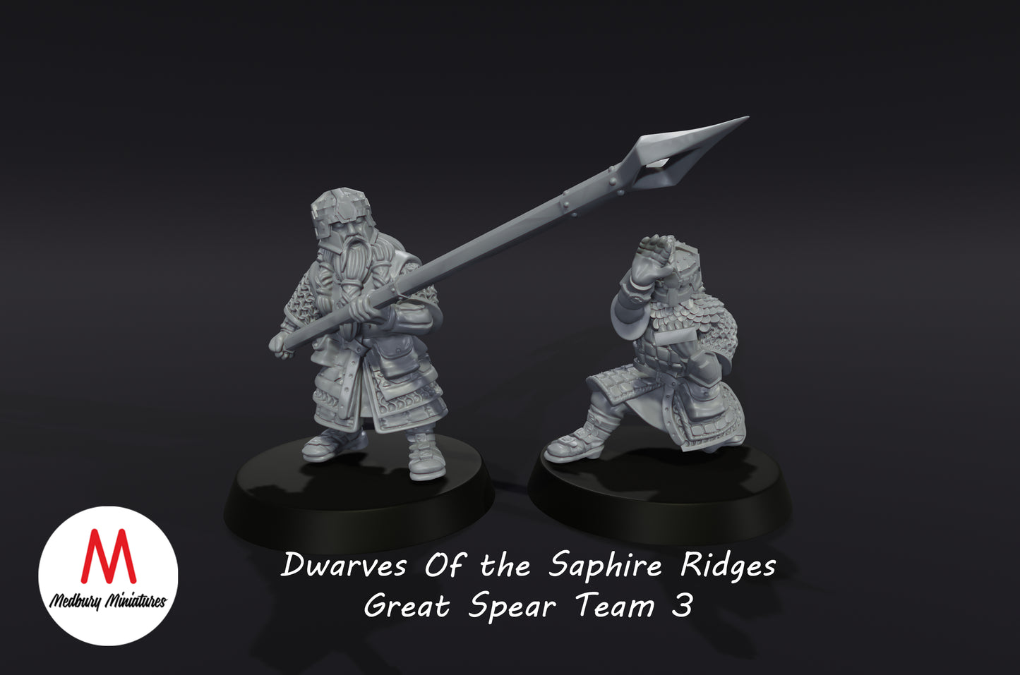 Dwarves of the Sapphire Ridges Great Shield Team 3 - Medbury Miniatures