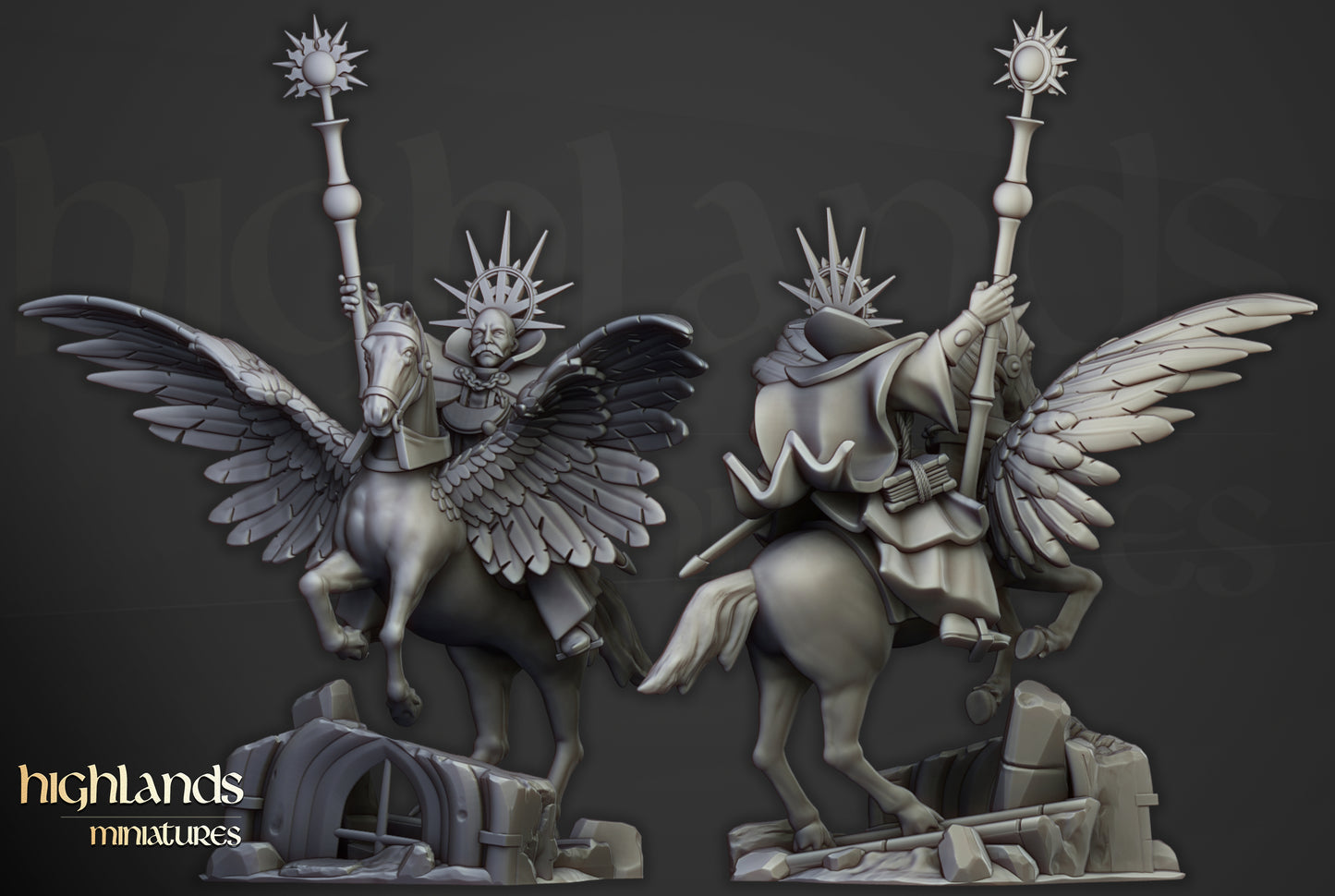 Hoher Magier des Sonnenlandes auf Pegasus - Highlands Miniatures