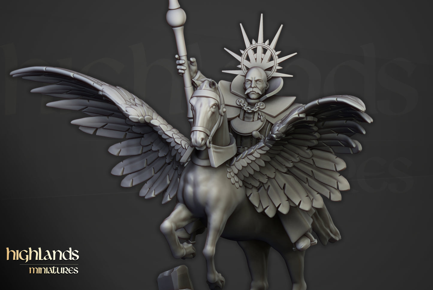 High Mage of Sunland on Pegasus - Highlands Miniatures