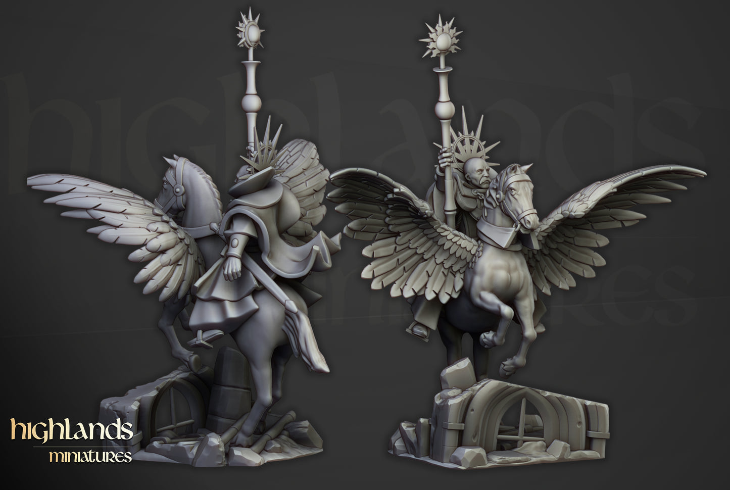 Hoher Magier des Sonnenlandes auf Pegasus - Highlands Miniatures