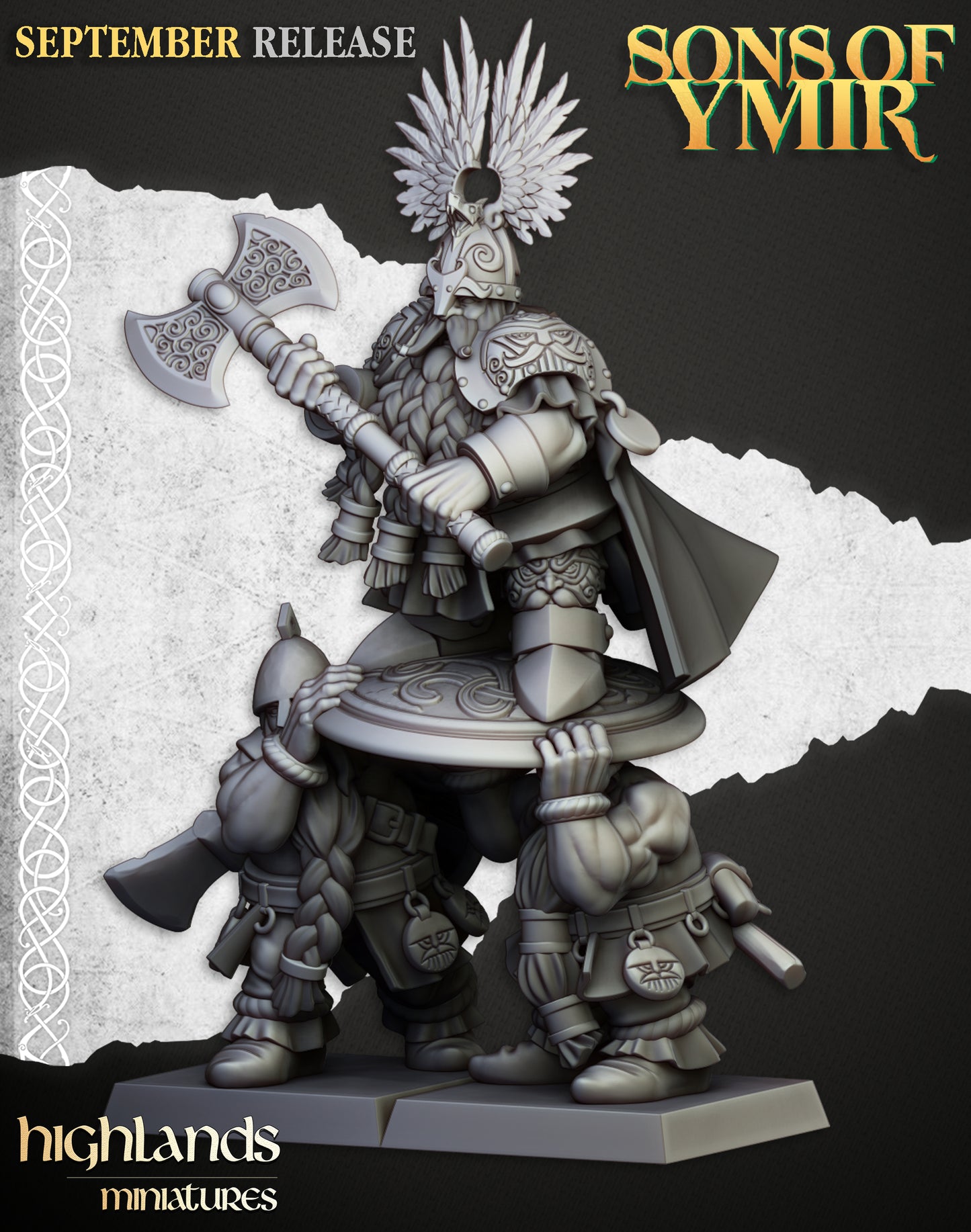 King Ulric of Thrym-Heim (Dwarf King on Shield) - Highlands Miniatures